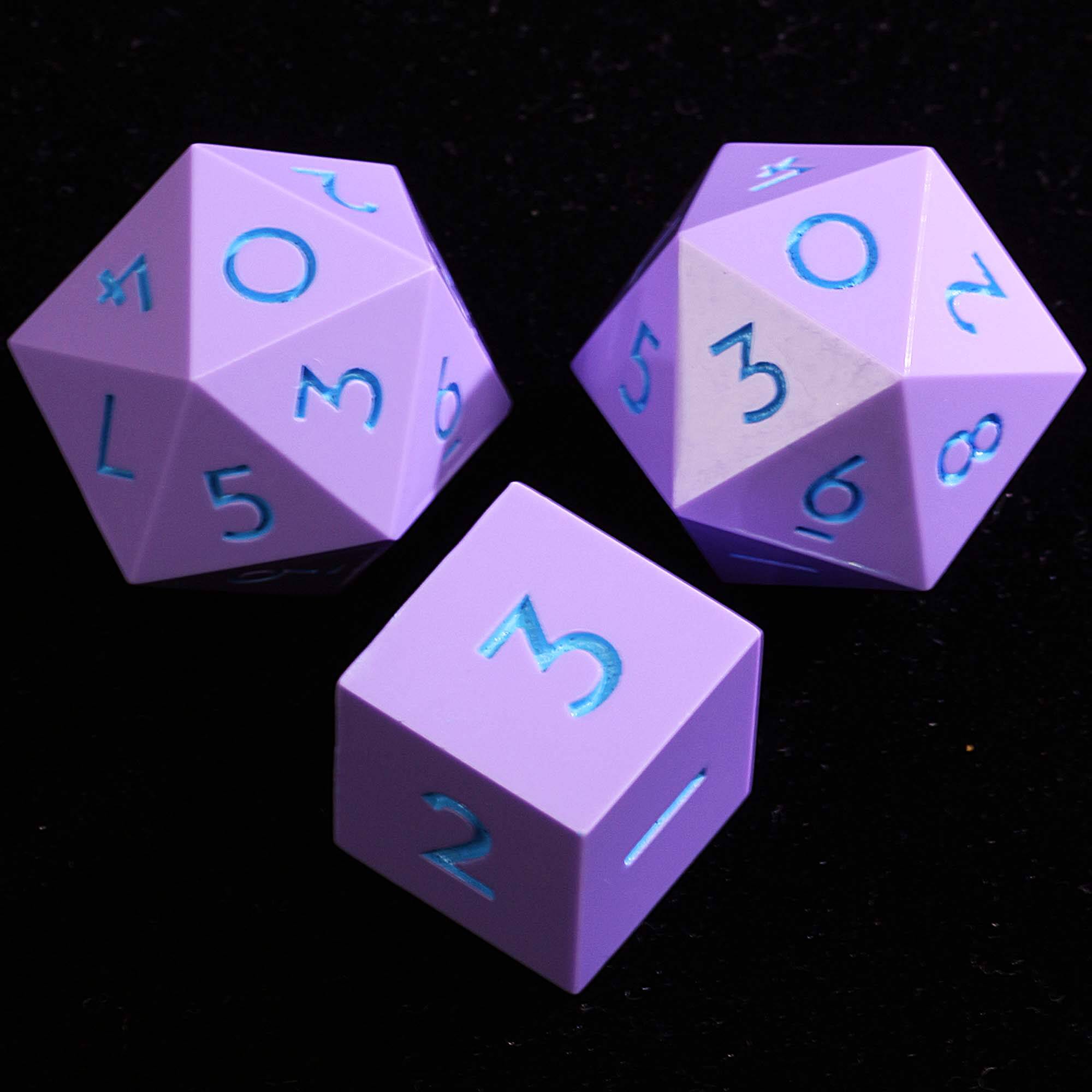 3 Polyhedral Resin 20-Sided D10 and 6-Sided D3 Dice Set Draw Steel Lilac Oath - Dice of Dragons