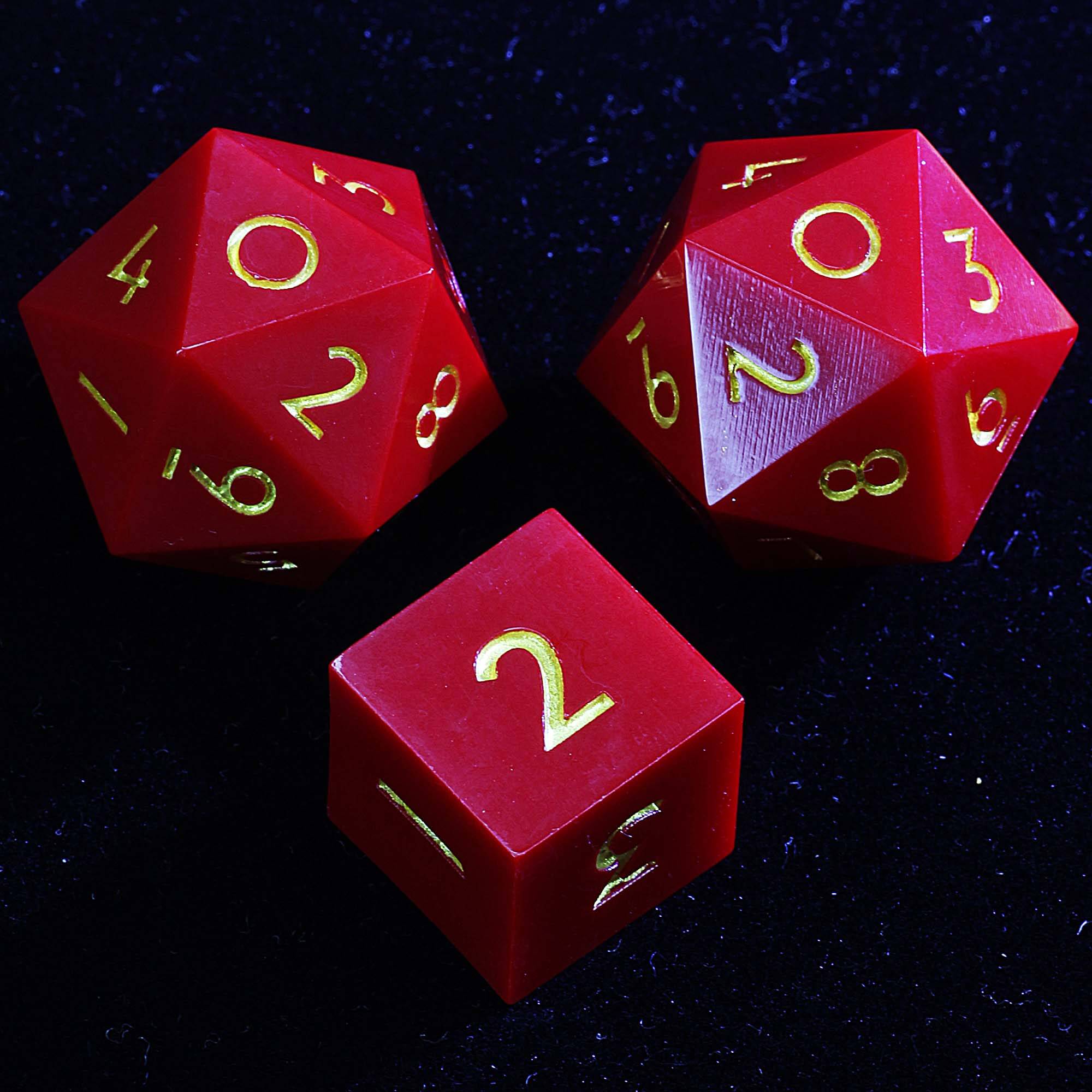 3 Polyhedral Resin 20-Sided D10 and 6-Sided D3 Draw Steel Dice Set Crimson Impact - Dice of Dragons