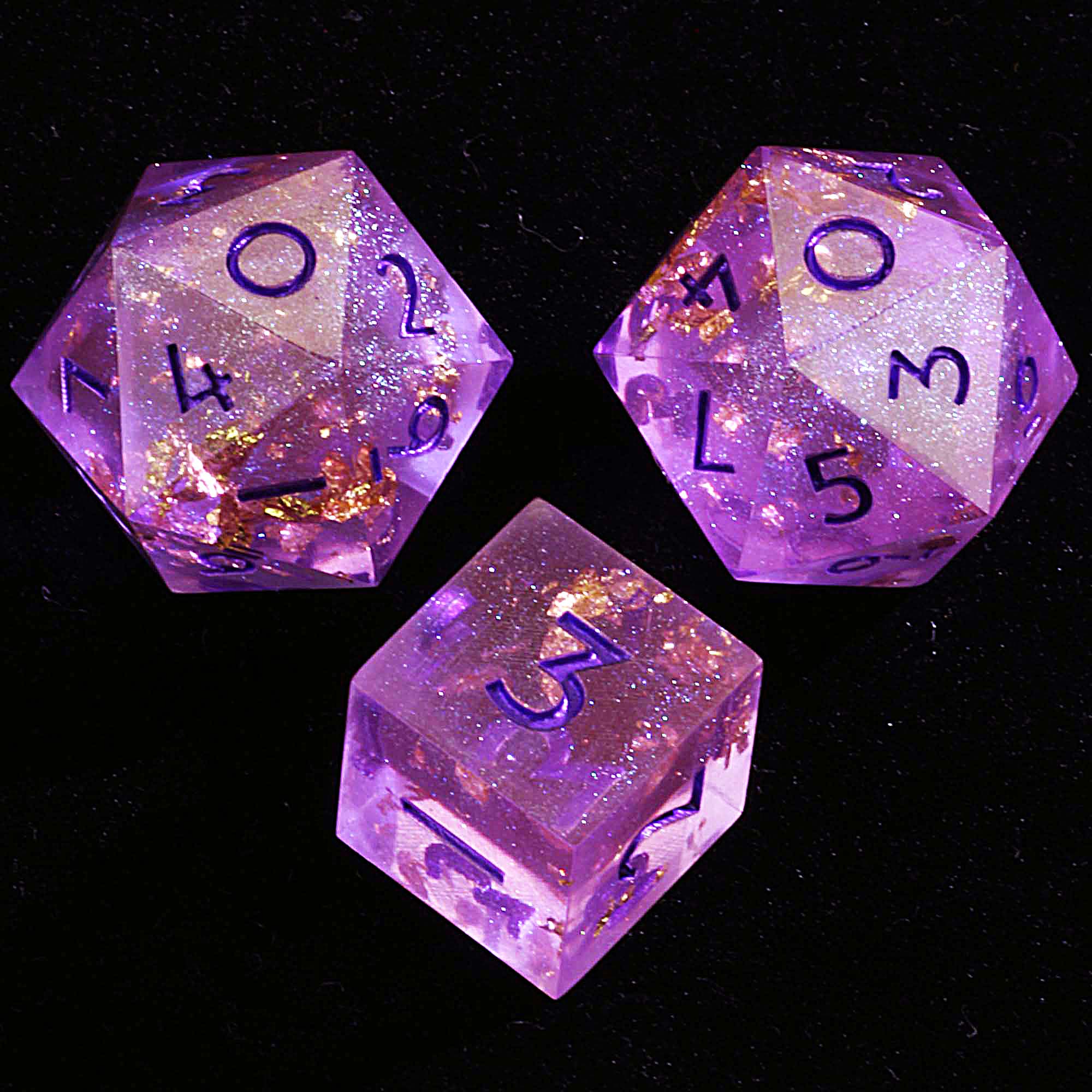 3 Polyhedral Resin 20 Sided D10 and 6 Sided D3 Draw Steel Set of Dice Aurora Ward