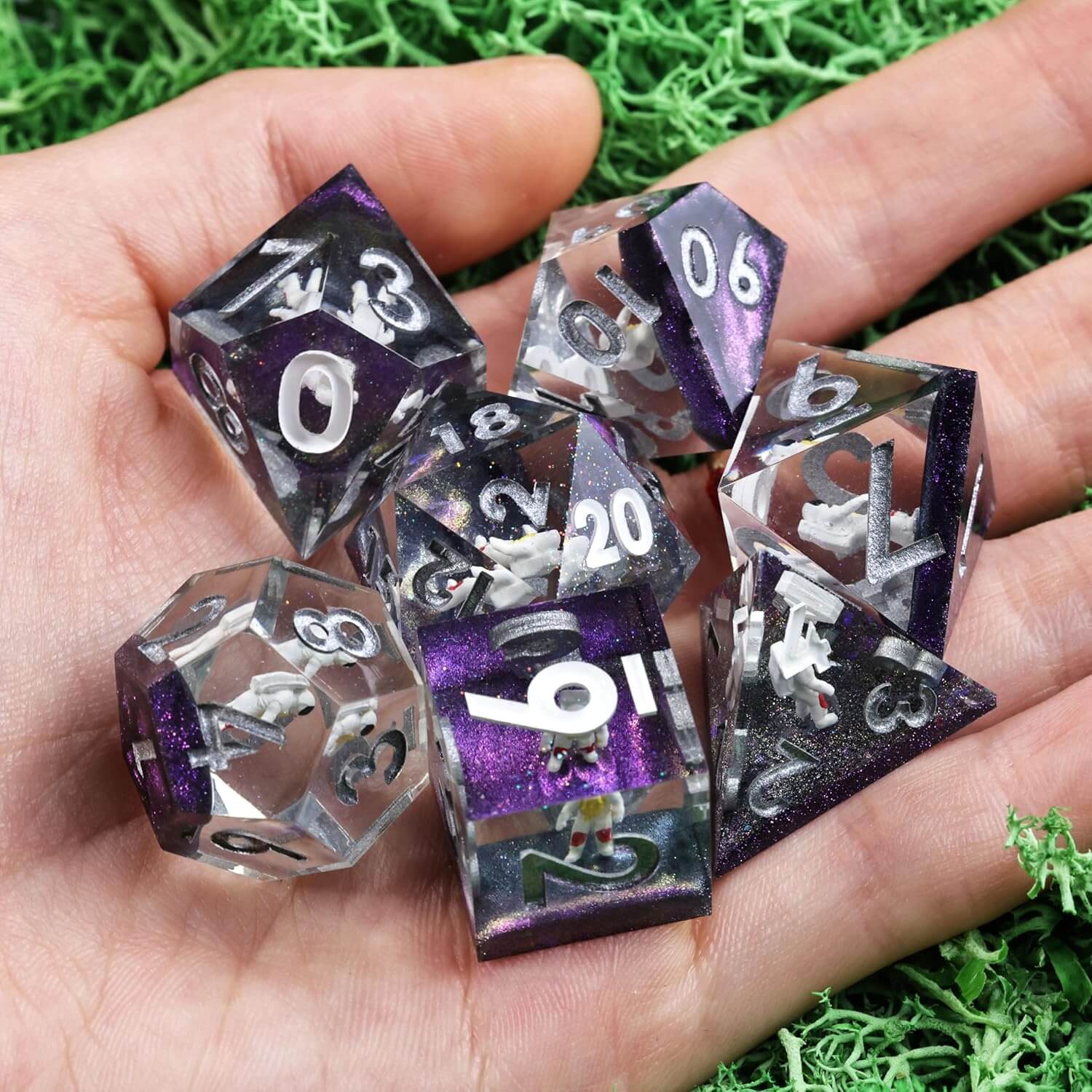 3D Astronaut Sharp Edge Resin Polyhedral 7-Piece D&D Dice Set - Dice of Dragons