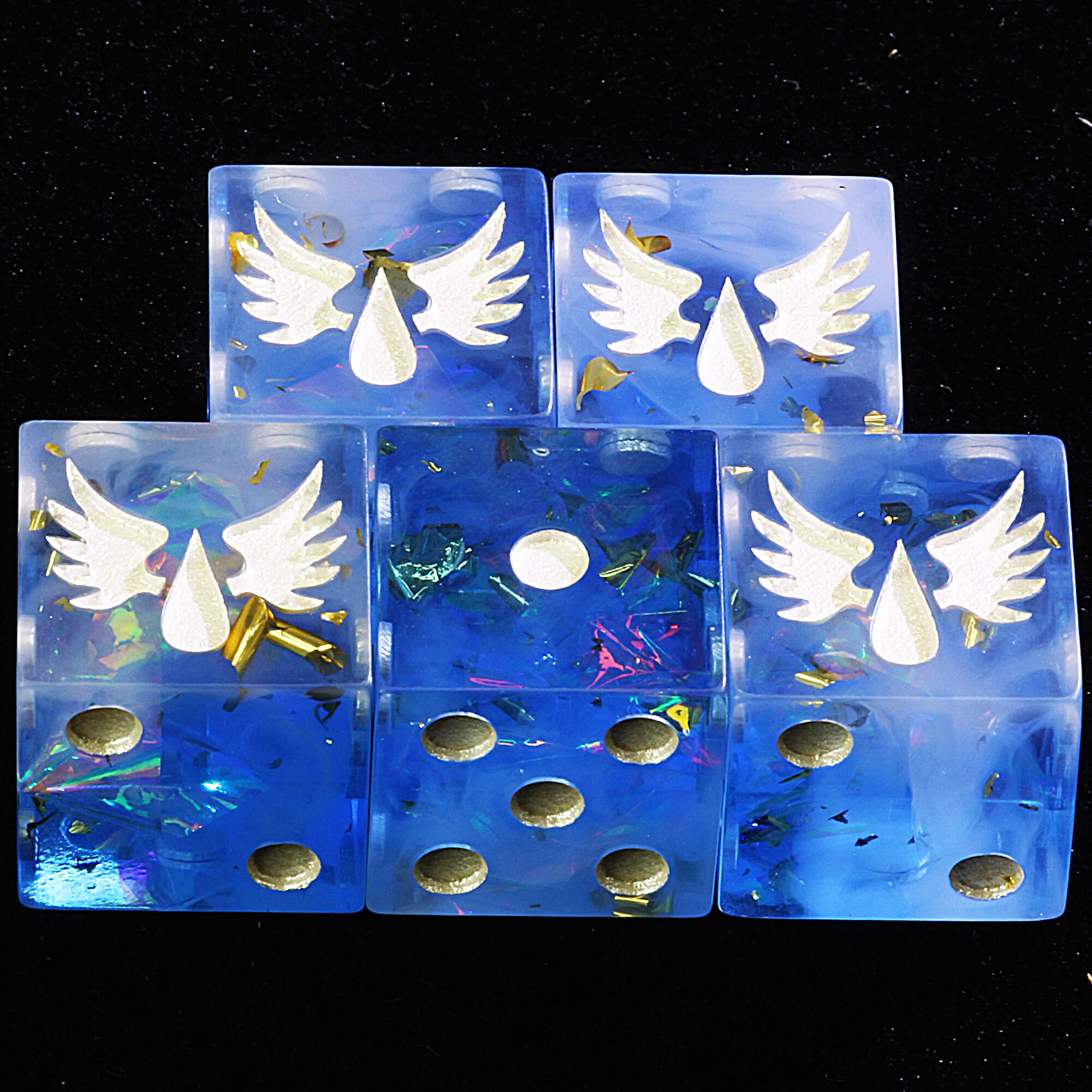 5 Polyhedral Resin Blood Angels Dice Set Warhammer 40K D6 Frost Avenger