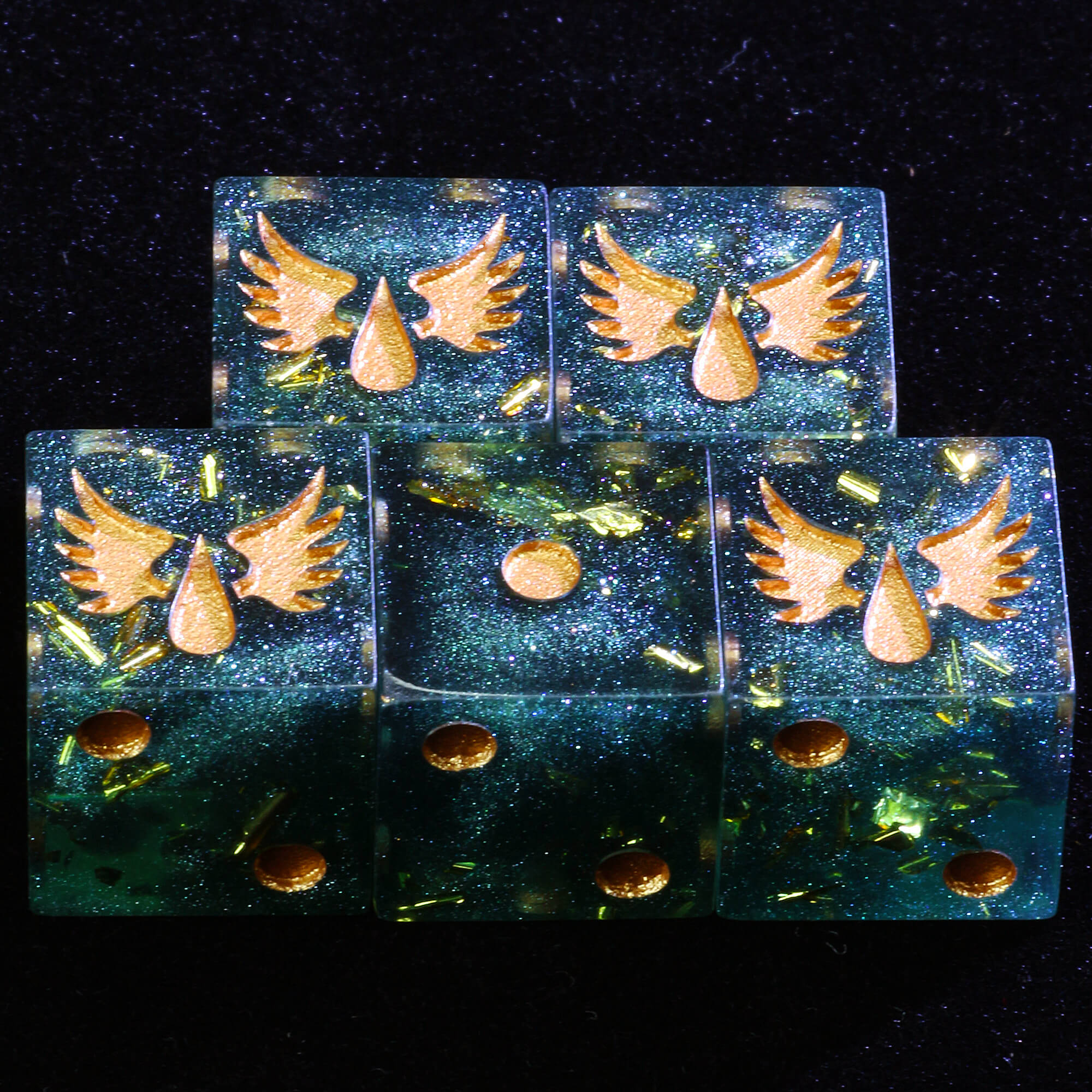 5 Polyhedral Resin Blood Angels Warhammer 40K Set Dice D6 Angel Nebula