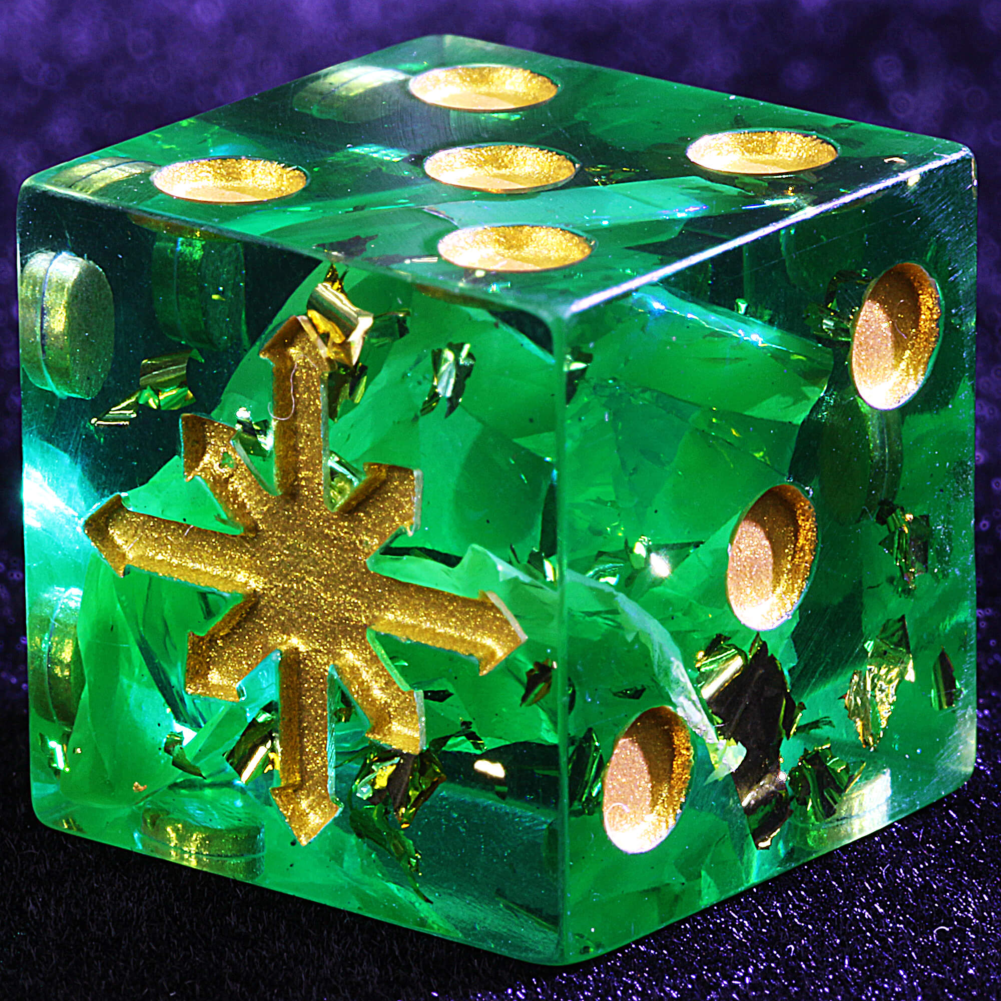 5 Polyhedral Resin Chaos Space Dice Set D6 Warhammer 40K Emerald Chaos
