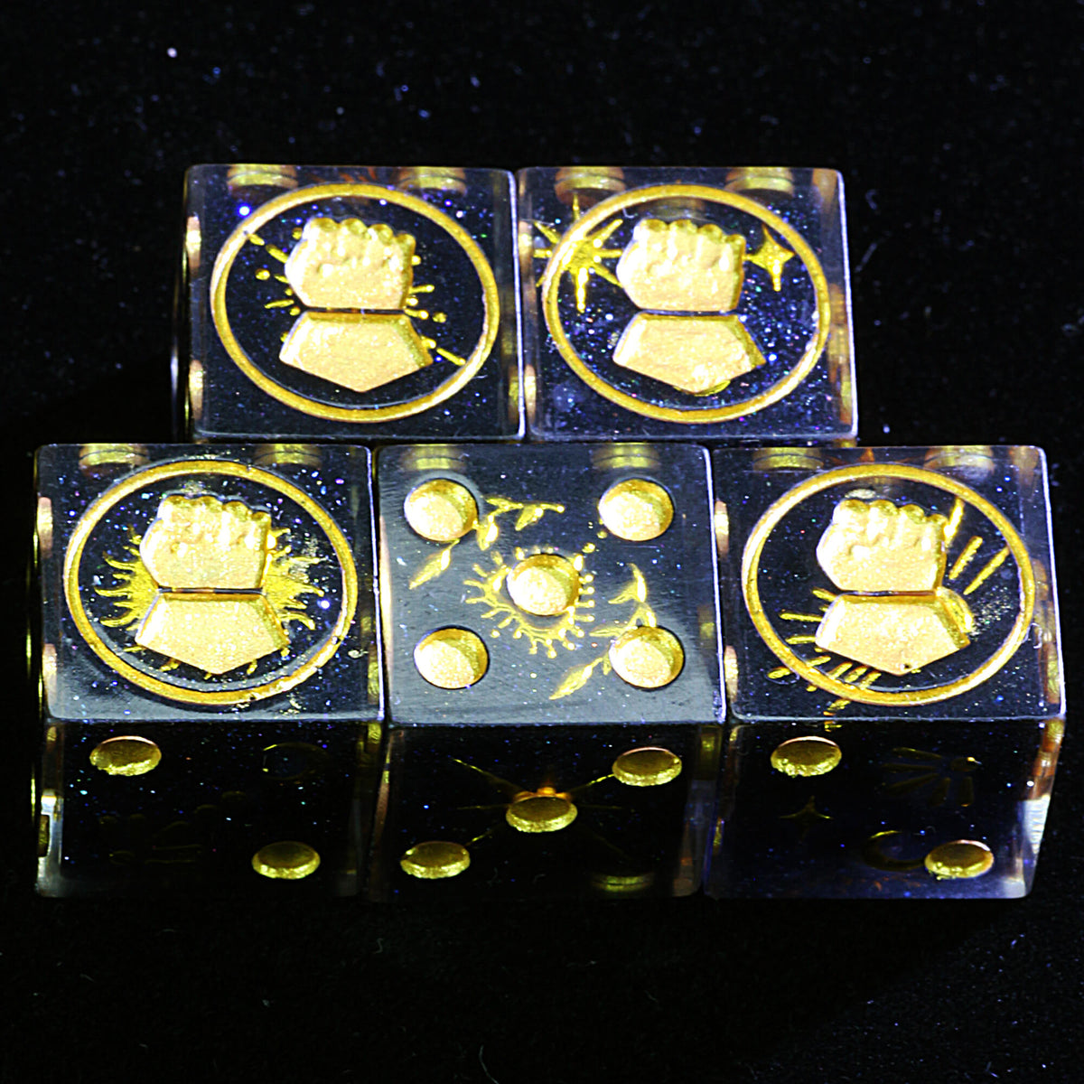 5 Polyhedral Resin Crimson Fists Warhammer 40K Set of Dice D6 Void Sigil
