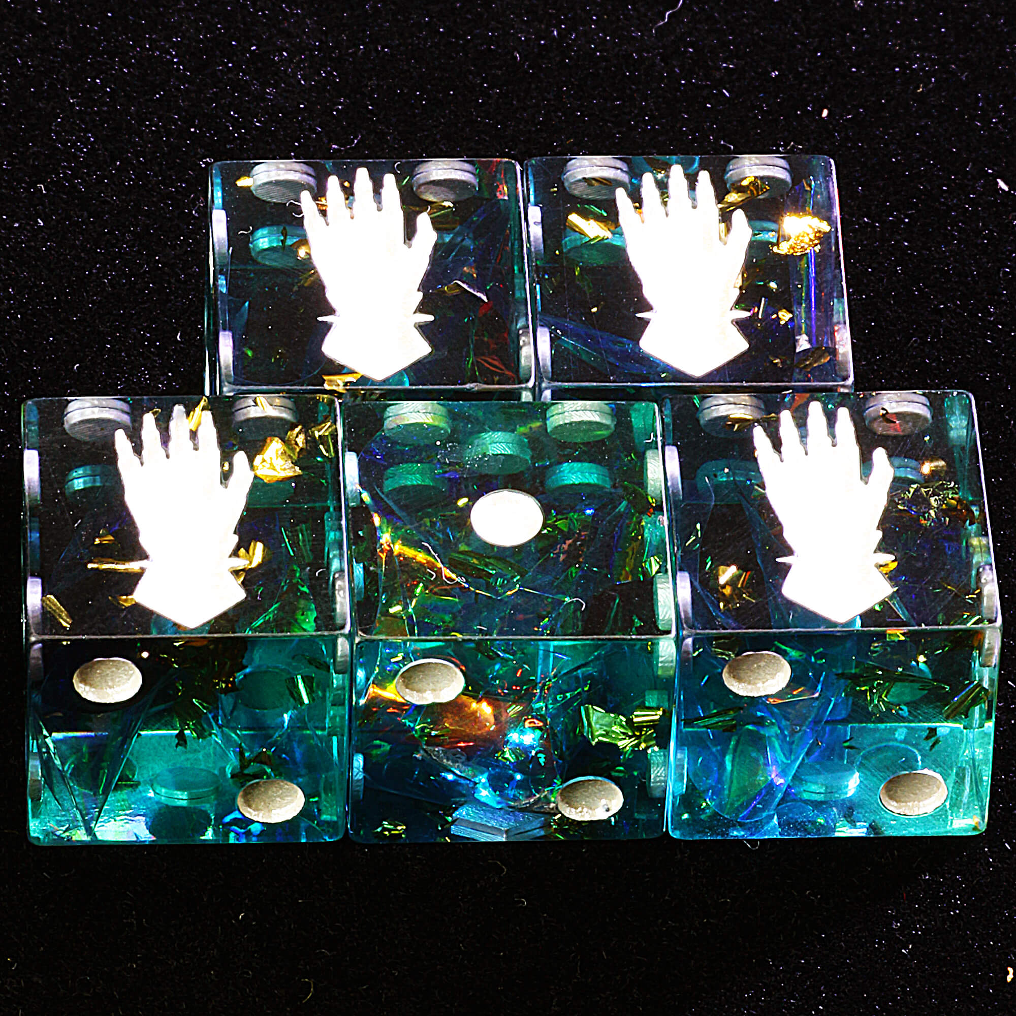 5 Polyhedral Resin Iron Hands Dice Sets D6 Warhammer 40K Eldar Warp