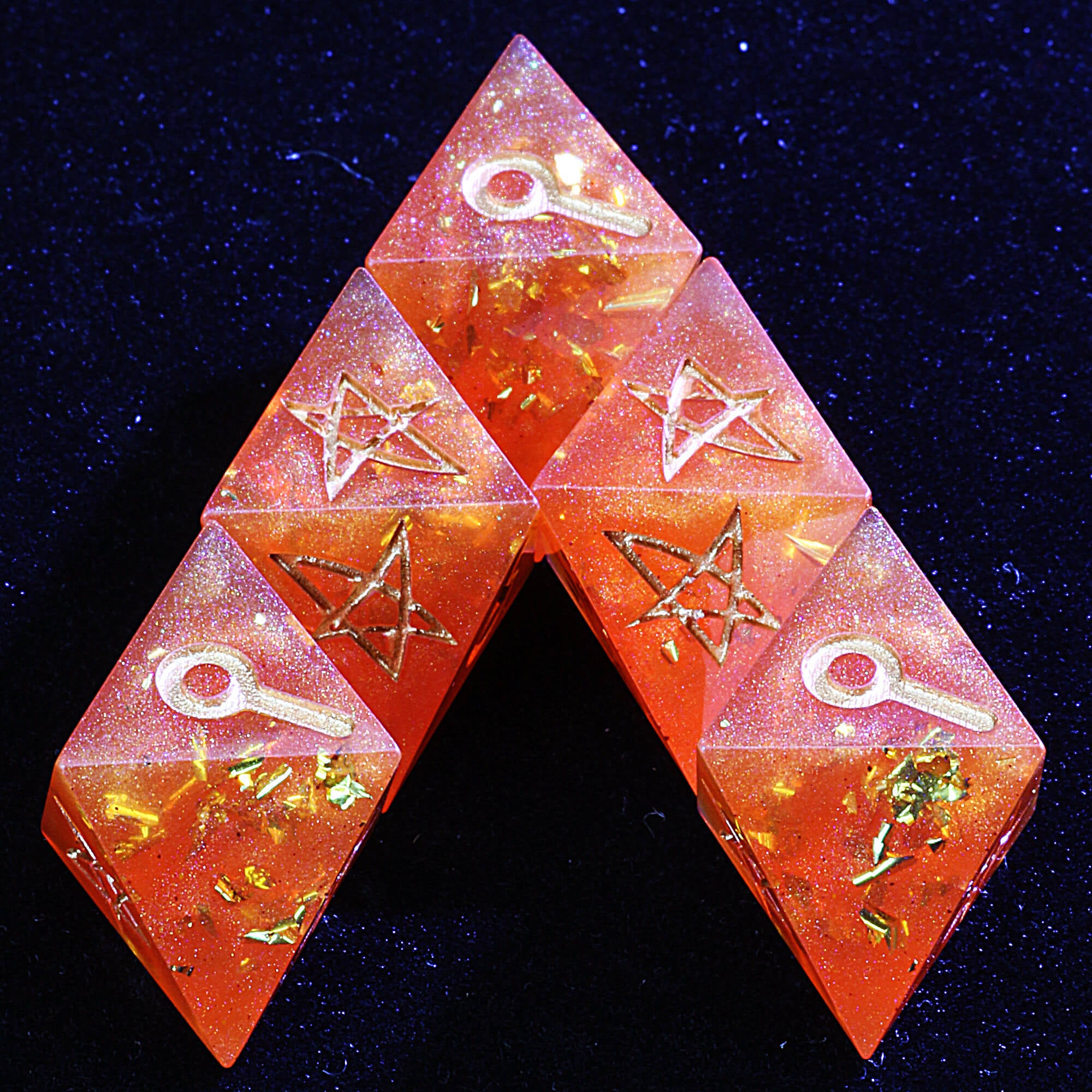 5 Polyhedral Resin MoM Mansions of Madness Dice Set Crimson Starfall