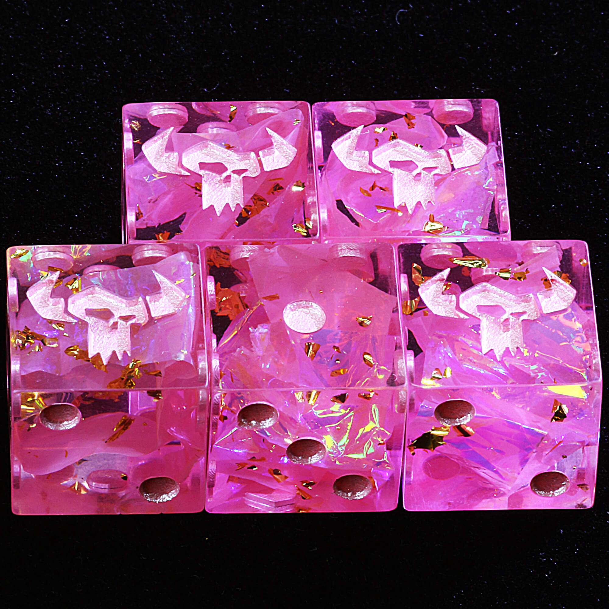 5 Polyhedral Resin Orks D6 Warhammer 40K Dice Sets Pink Excess