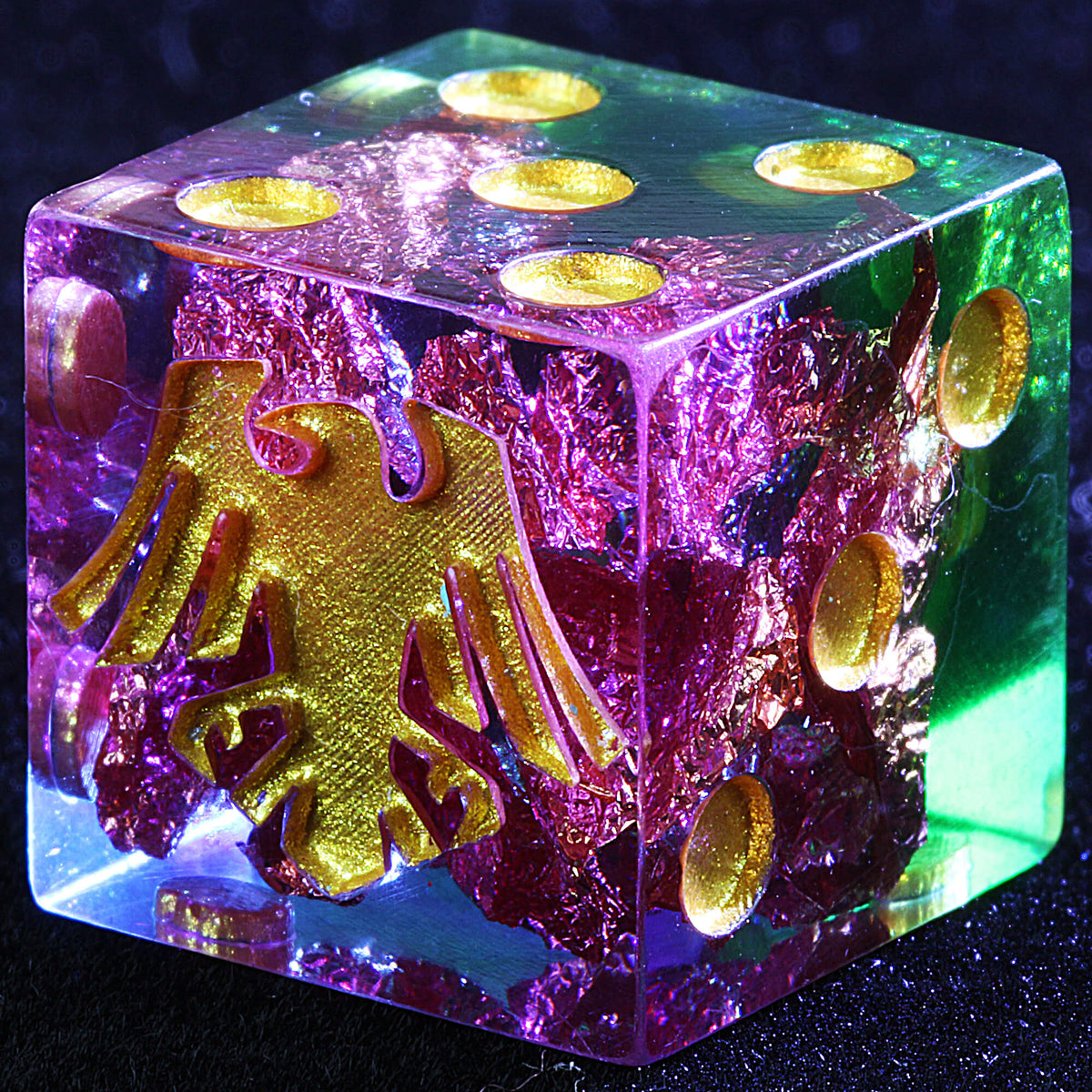 5 Polyhedral Resin Raven Guard D6 Sets Dice Warhammer 40K Gilded Warp