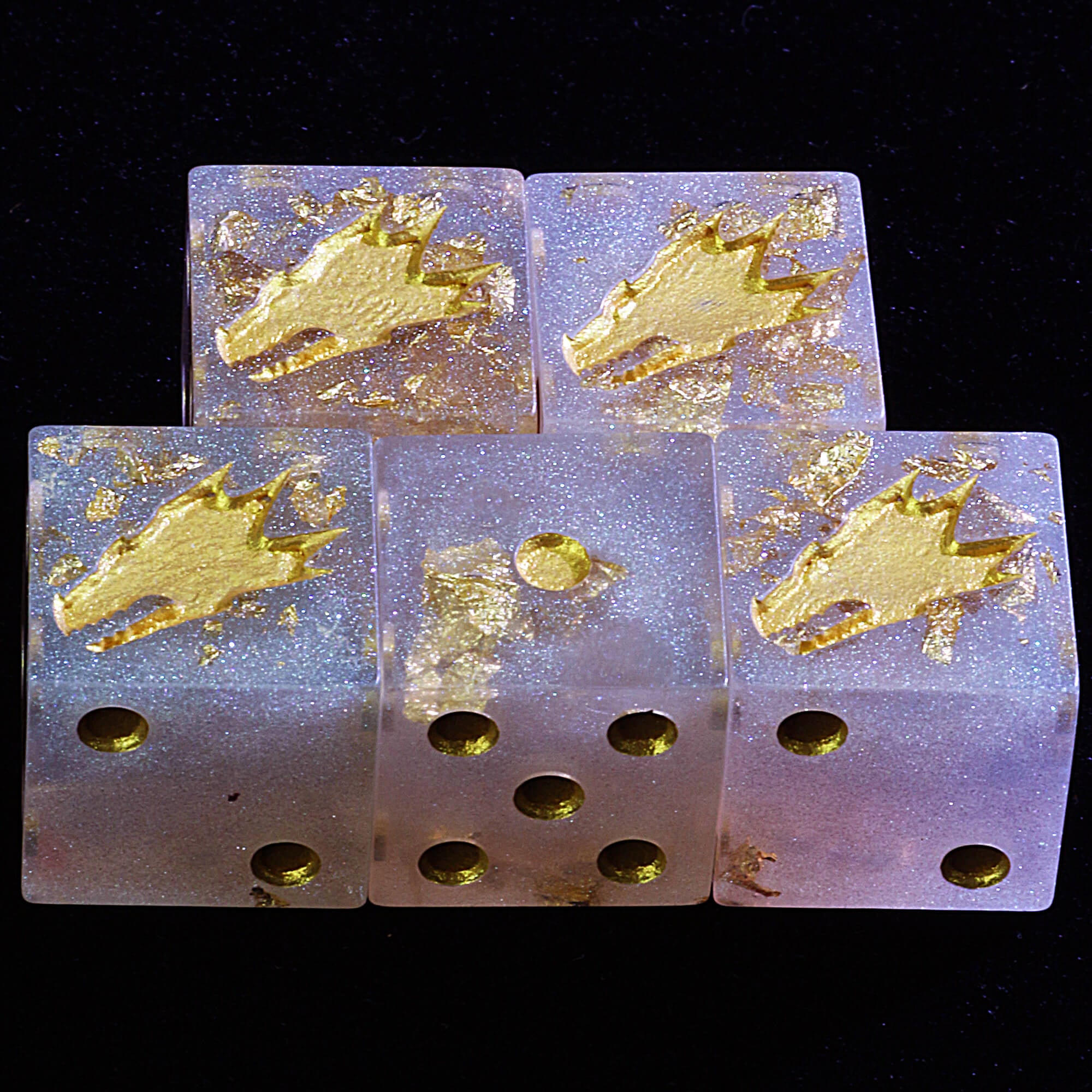 5 Polyhedral Resin Salamanders Dice Sets Warhammer 40K D6 Gilded Ctan