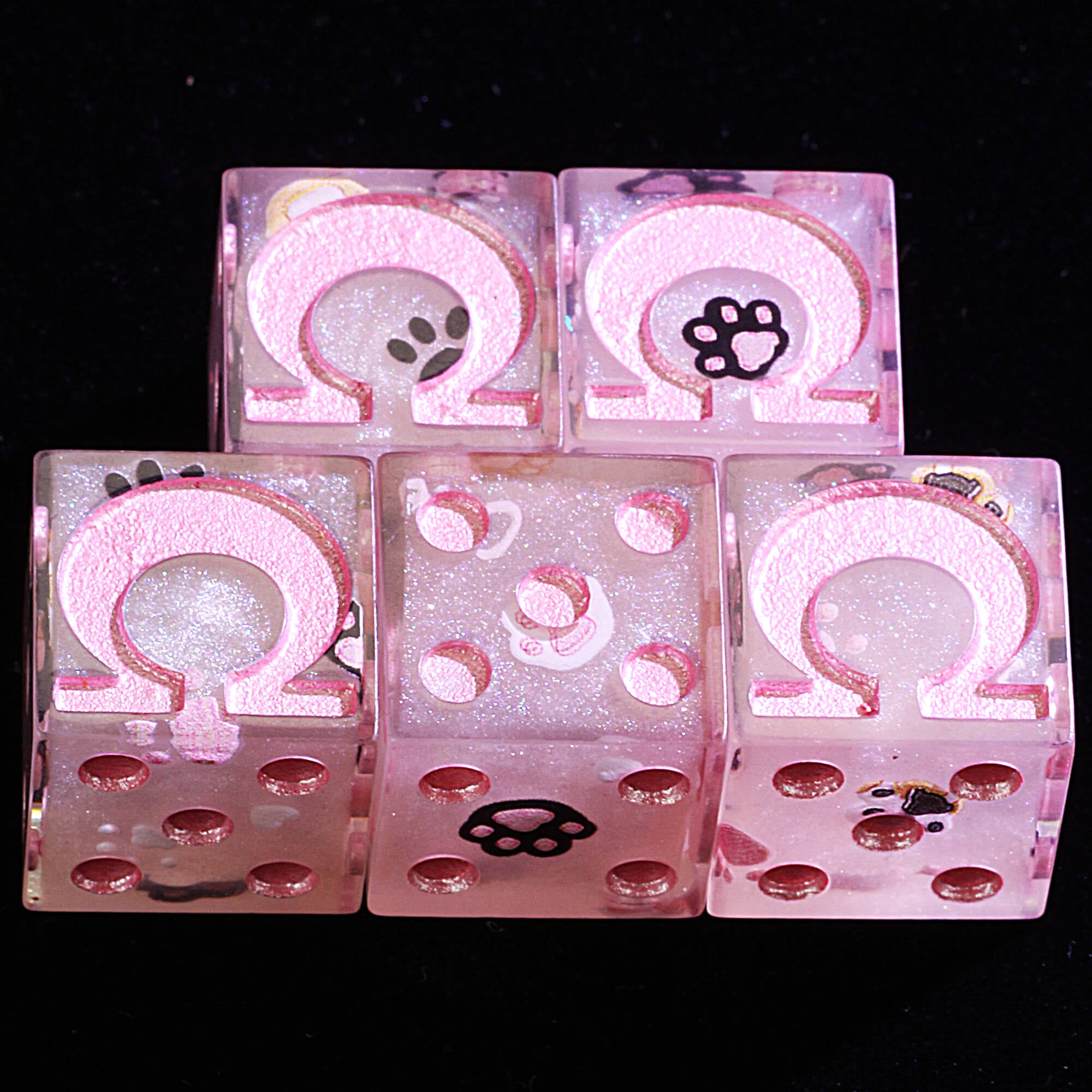 5 Polyhedral Resin Ultramarines Set of Dice D6 Warhammer 40K Pink Mirage