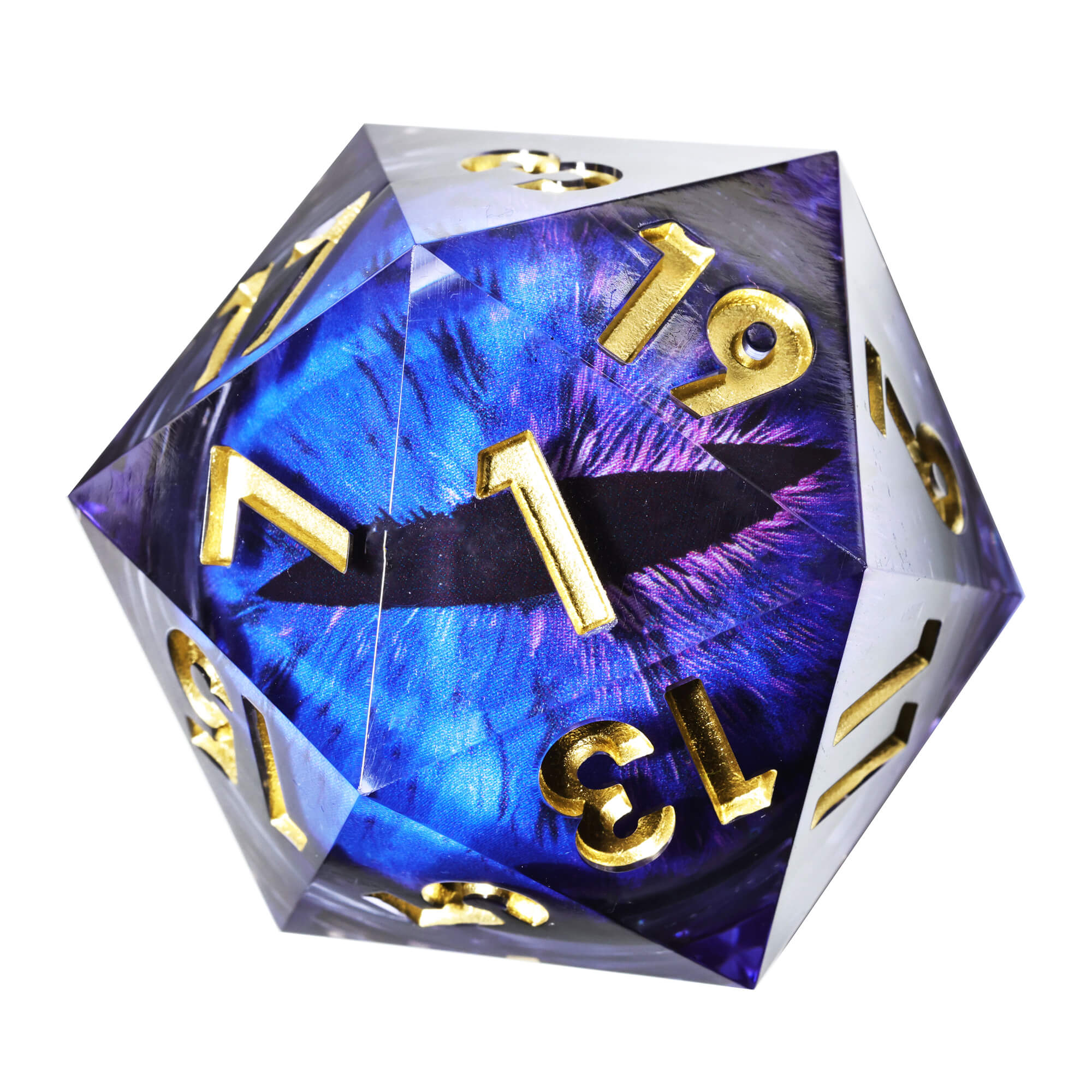 50mm Sharp Edge Polyhedral Blue Dragon Eye DnD D20 Dice