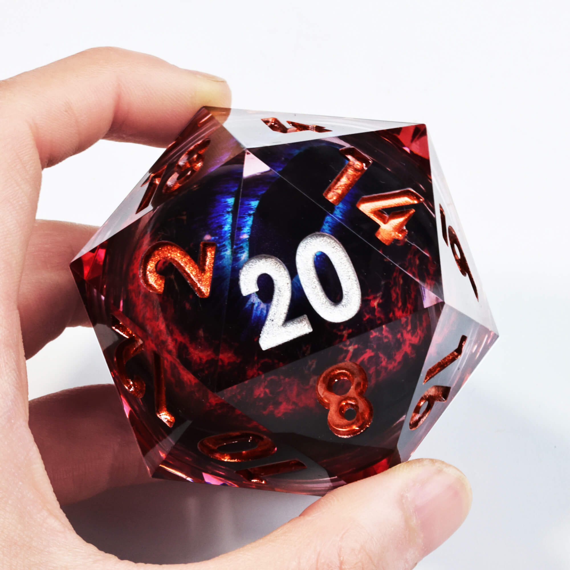 50mm Sharp Edge Polyhedral Brown Dragon Eye 20 Sided D&D Dice - Dice of Dragons