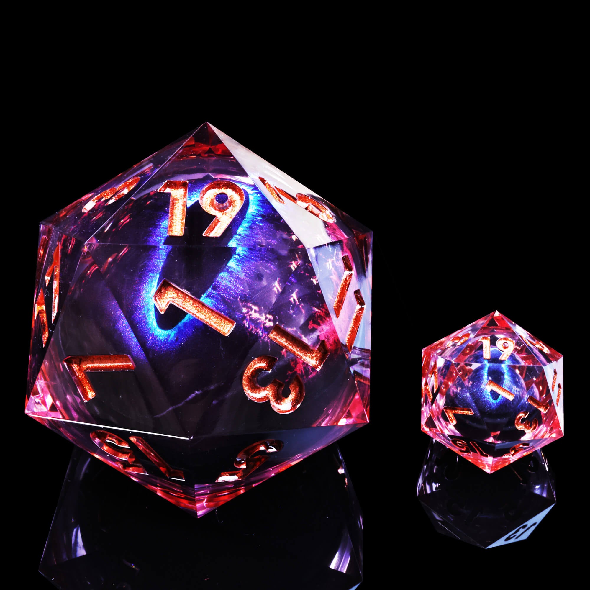 50mm Sharp Edge Polyhedral Brown Dragon Eye 20 Sided D&D Dice - Dice of Dragons