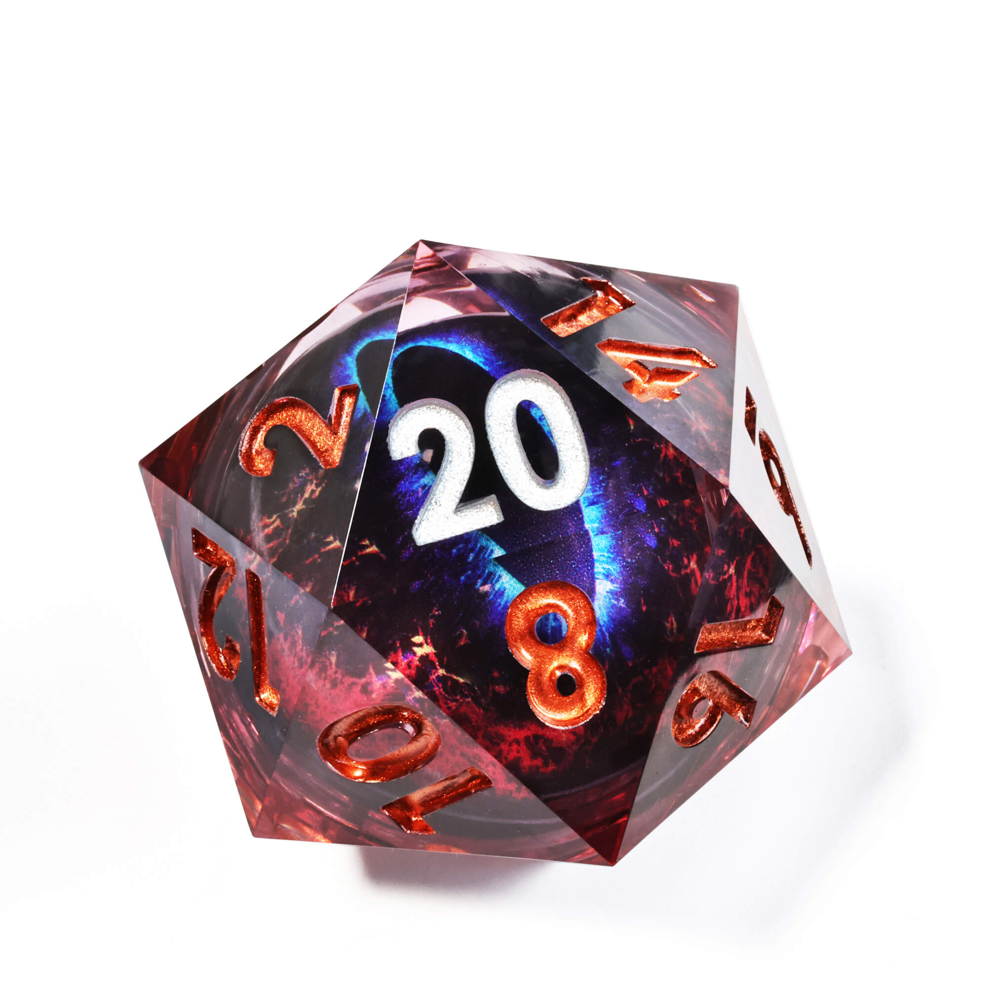 50mm Sharp Edge Polyhedral Brown Dragon Eye 20 Sided Big D&D Dice - Dice of Dragons