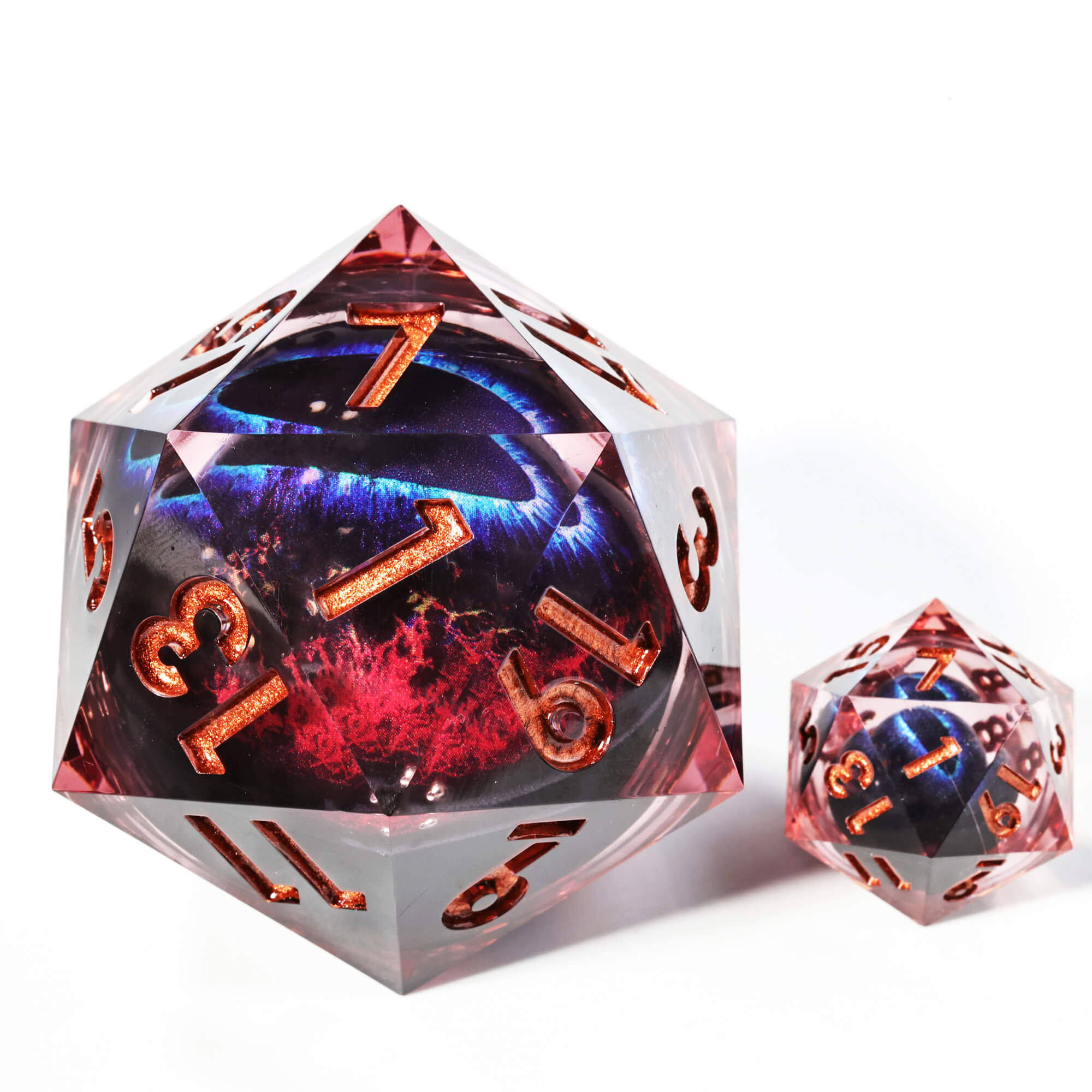 50mm Sharp Edge Polyhedral Brown Dragon Eye 20 Sided D&D Dice - Dice of Dragons