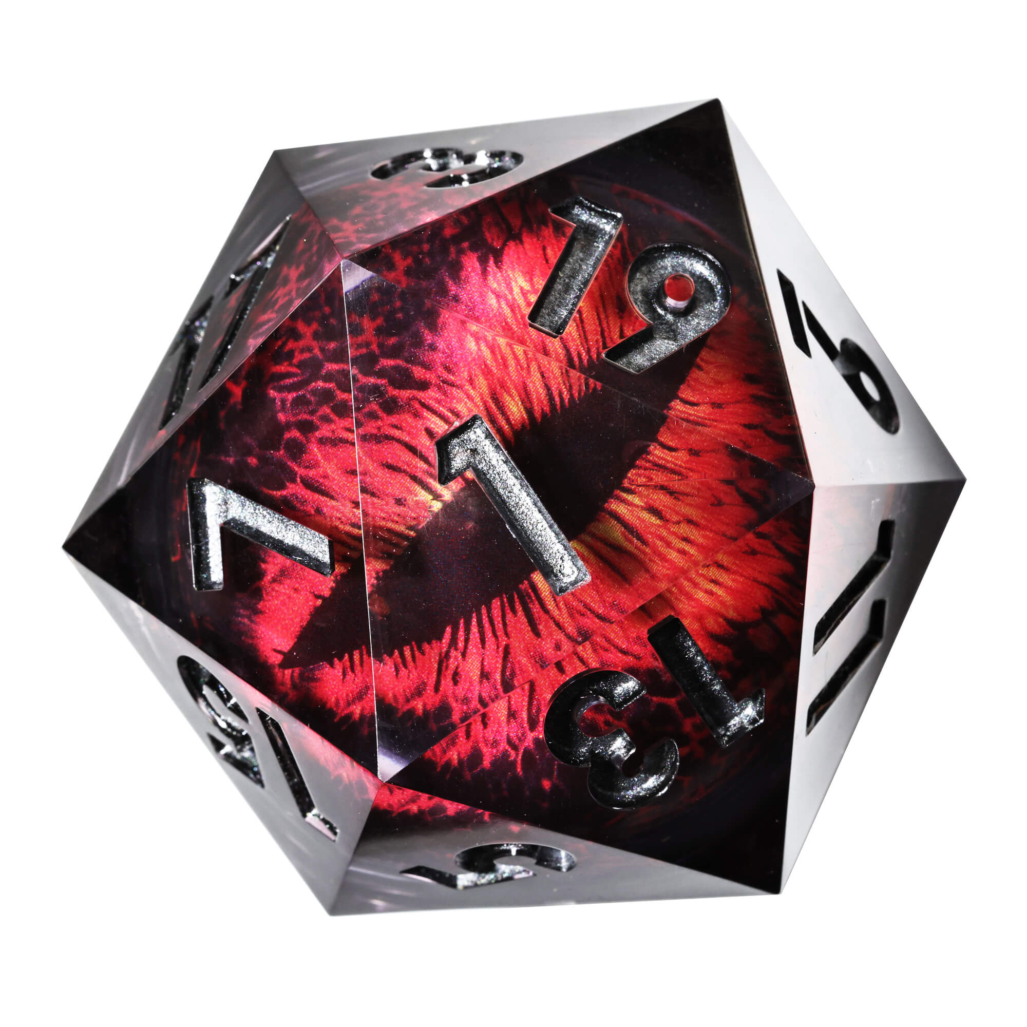 50mm Sharp Edge Polyhedral Red Dragon Eye D&D D20 Dice