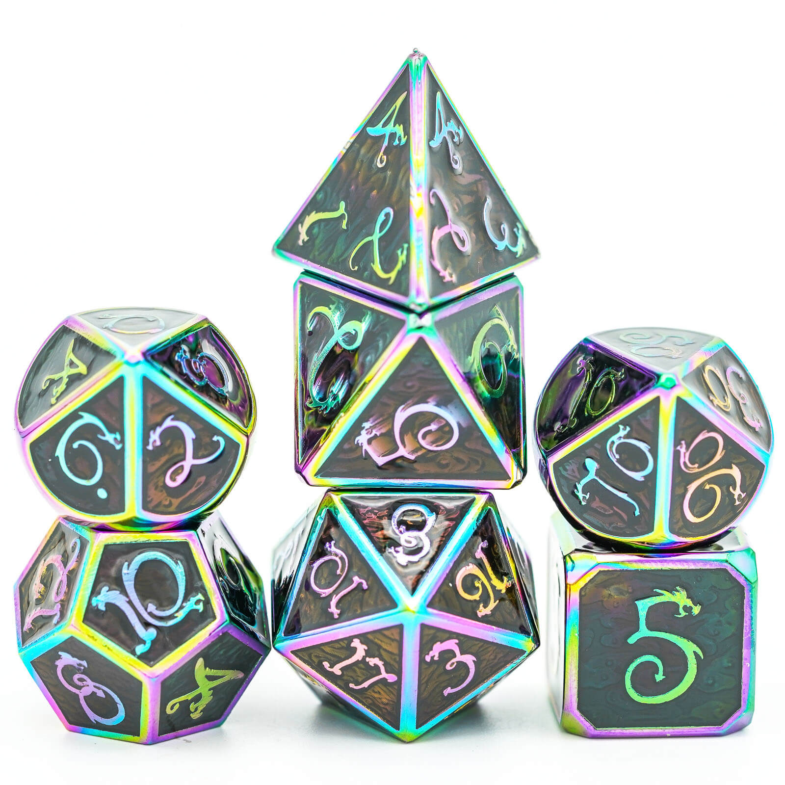 7 Clouds Dragon Polyhedral Metal Dice Sets DD Colorful Black - Dice of Dragons