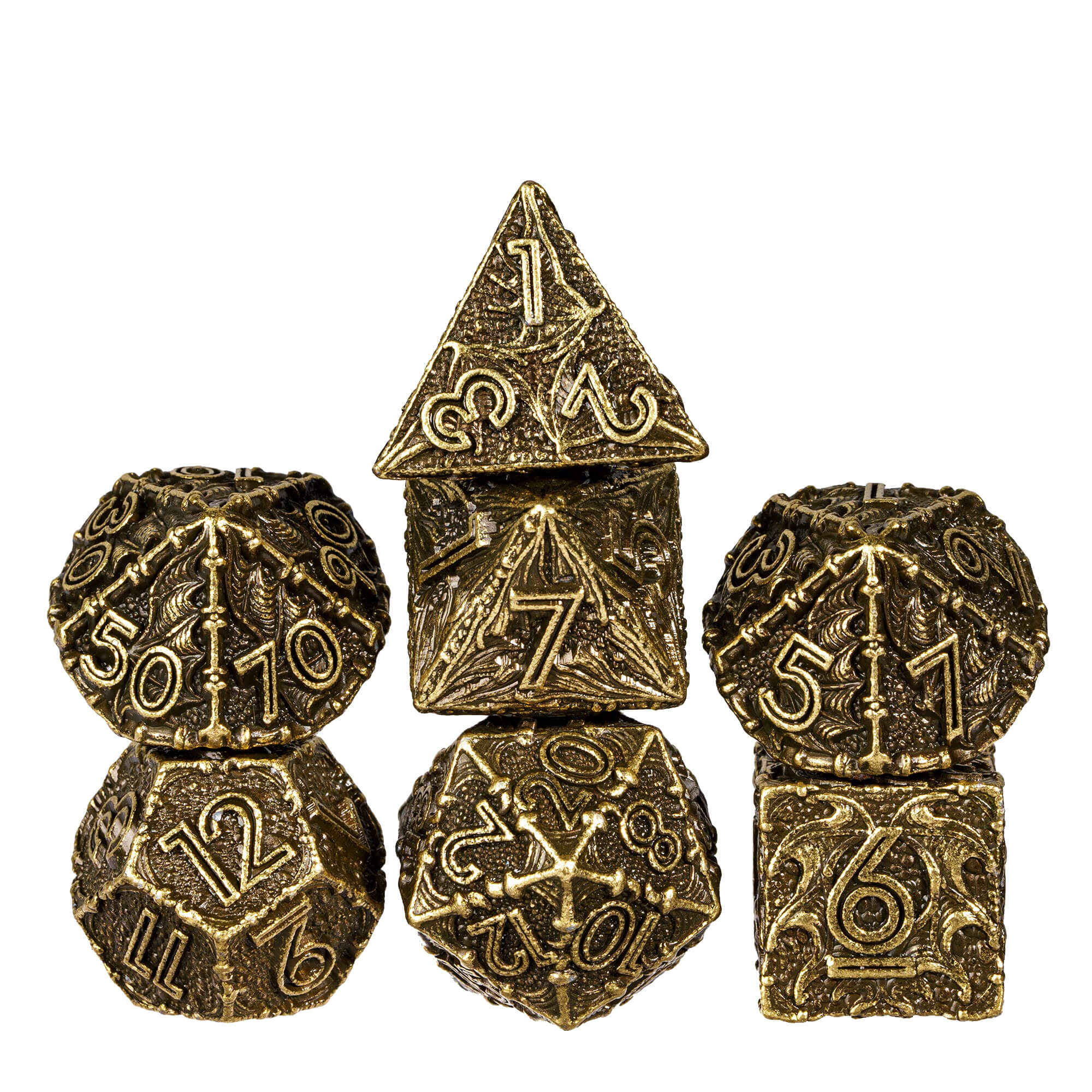 7 Dragon Polyhedral Metal DnD Dice Set Bronze - Dice of Dragons