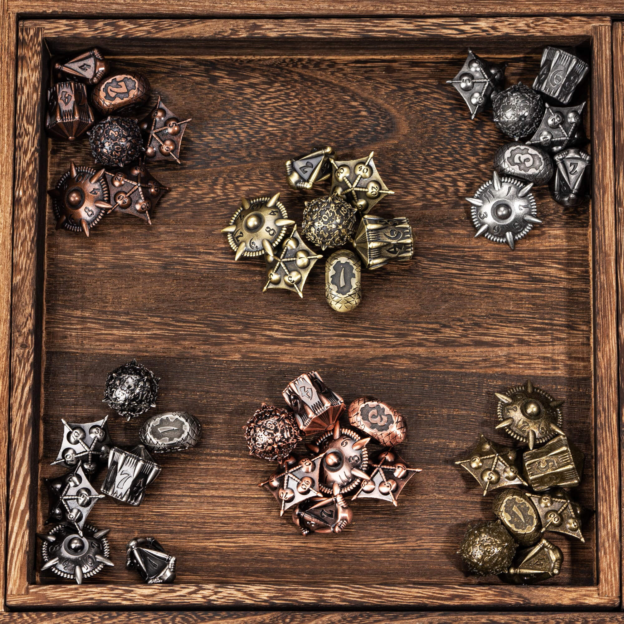 7 Dragon Set Polyhedral Metal Dice Set D&D Bronze - Dice of Dragons