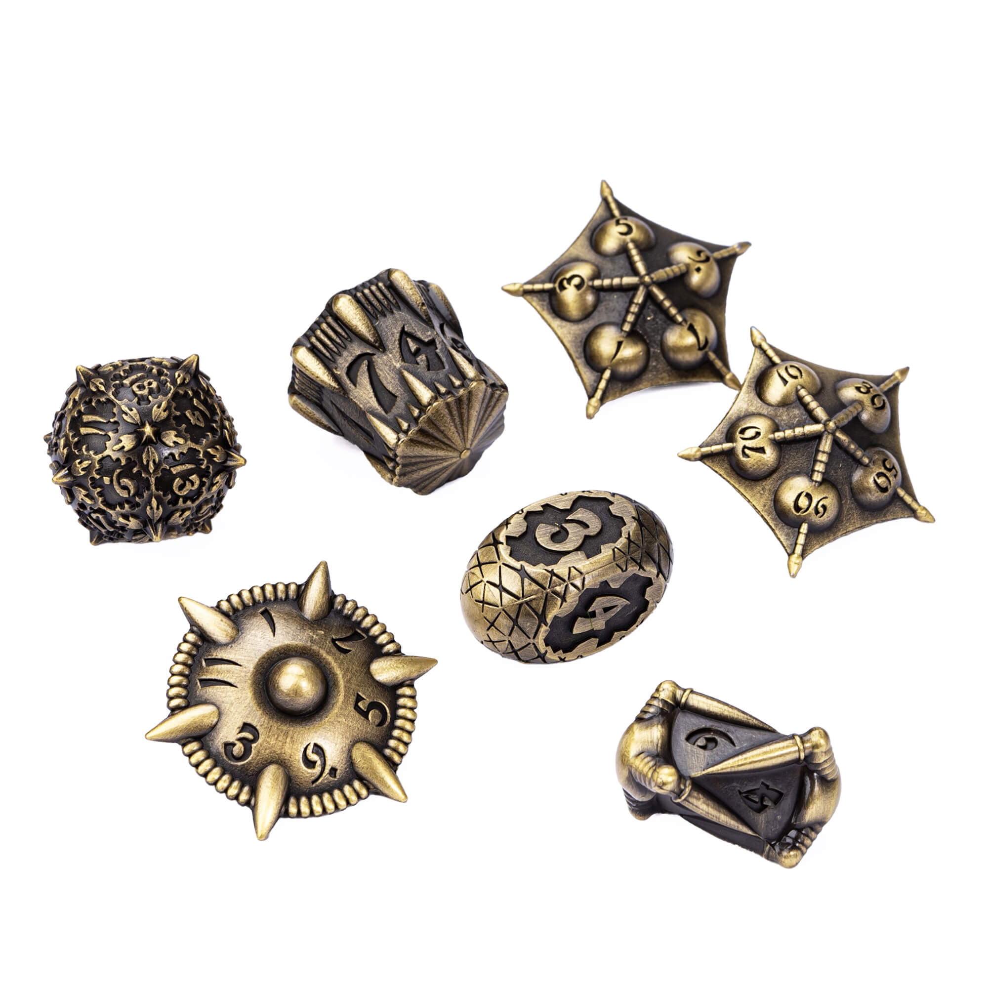 7 Dragon Set Polyhedral Metal Dice Set D&D Bronze - Dice of Dragons