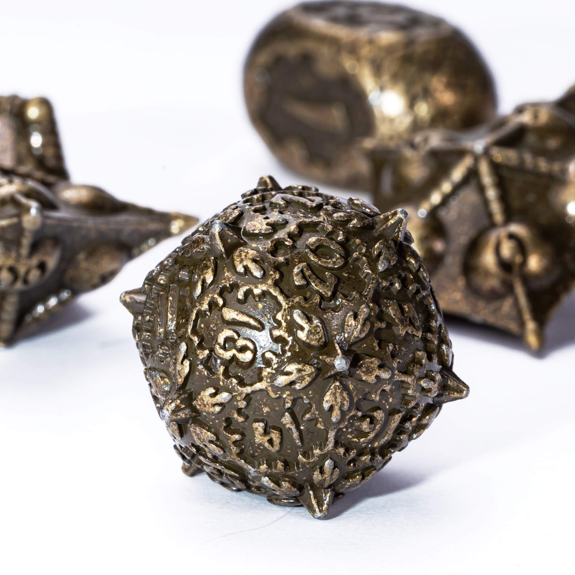 7 Dragon Set Polyhedral Metal DnD Dice Set Bronze - Dice of Dragons