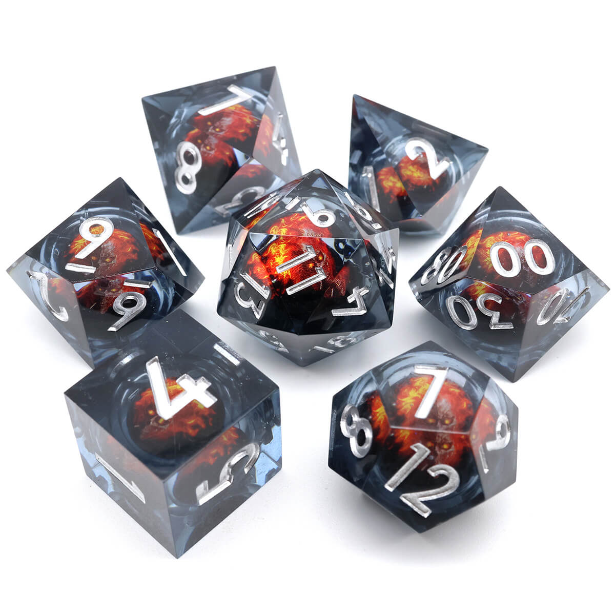 7-Piece Dragon Eye Sharp Edge DND Dice Set - Dice of Dragons