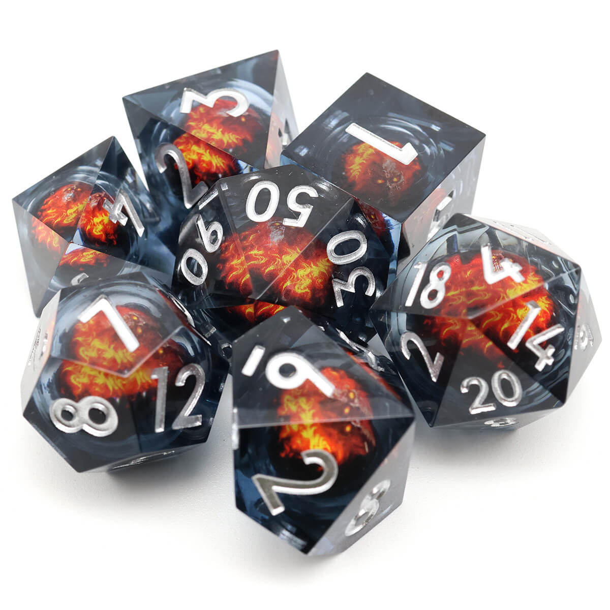 7-Piece Dragon Eye Sharp Edge DND Dice Set - Dice of Dragons