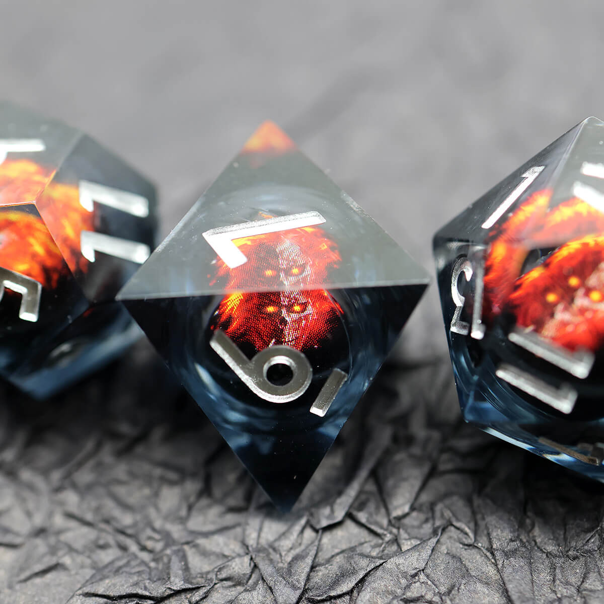 7-Piece Dragon Eye Sharp Edge DND Dice Set - Dice of Dragons