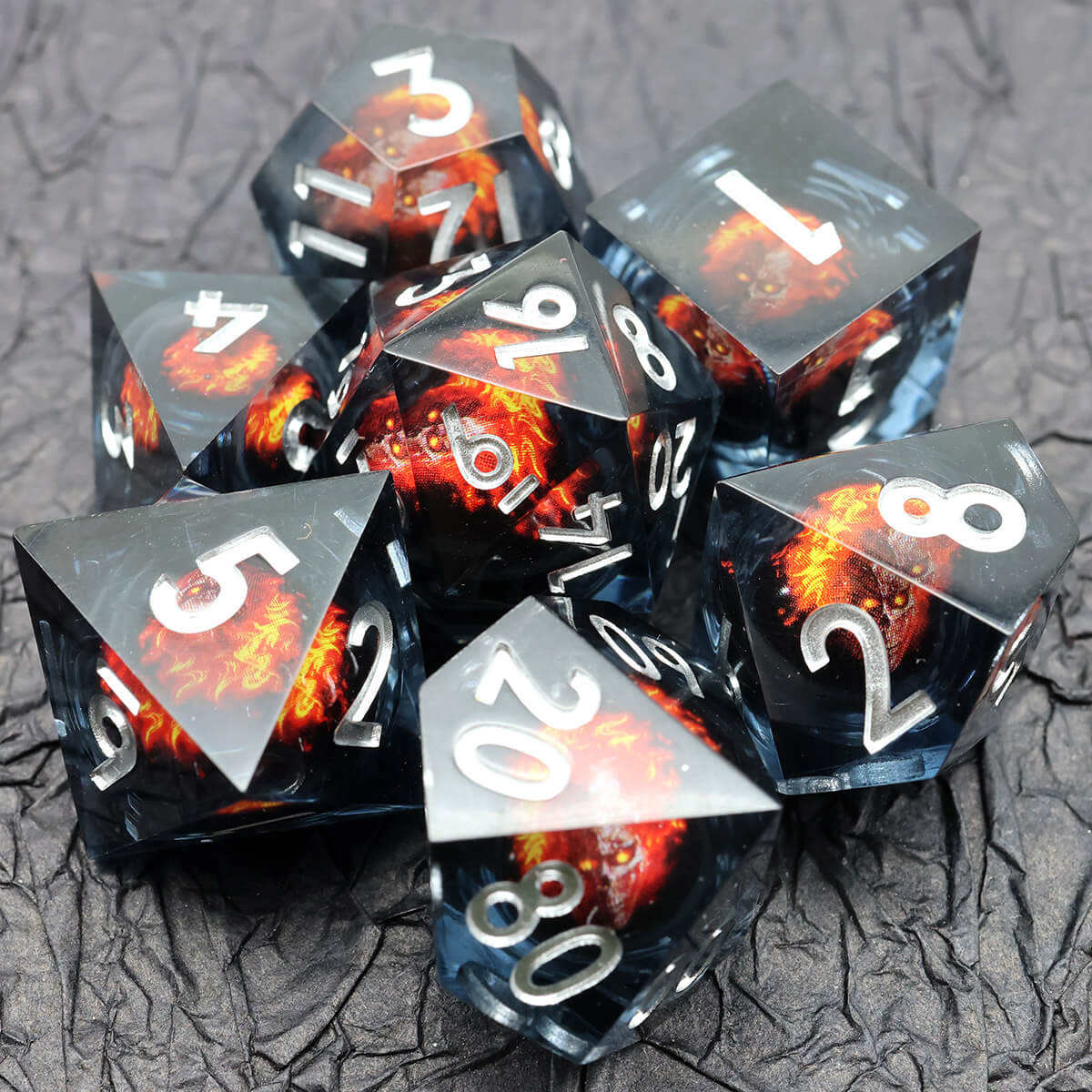 7-Piece Dragon Eye Sharp Edge DND Dice Set - Dice of Dragons