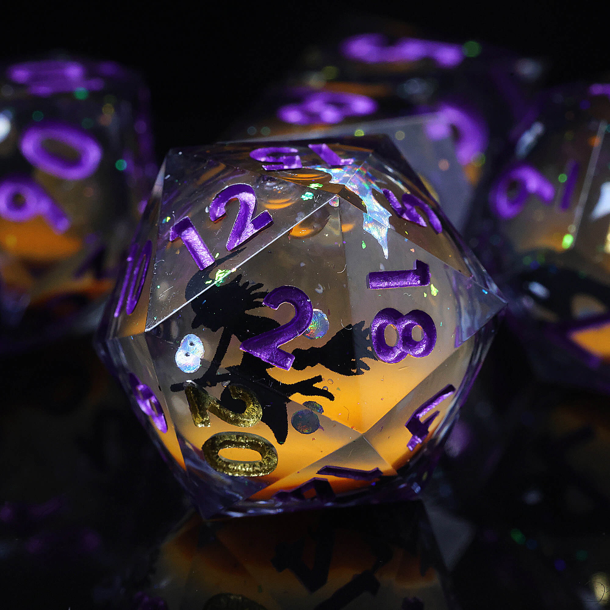 7 Piece Liquid Core Polyhedral D&D Dice Sets Witch