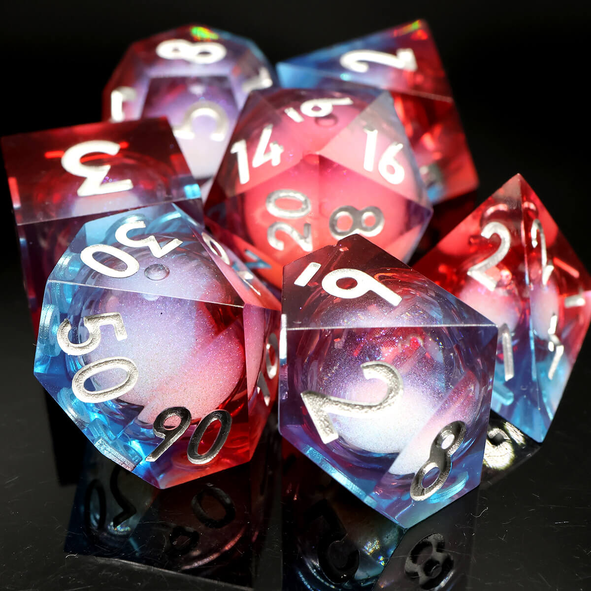 7-Piece Liquid Core Sharp Edge DND Dice Set - Dice of Dragons