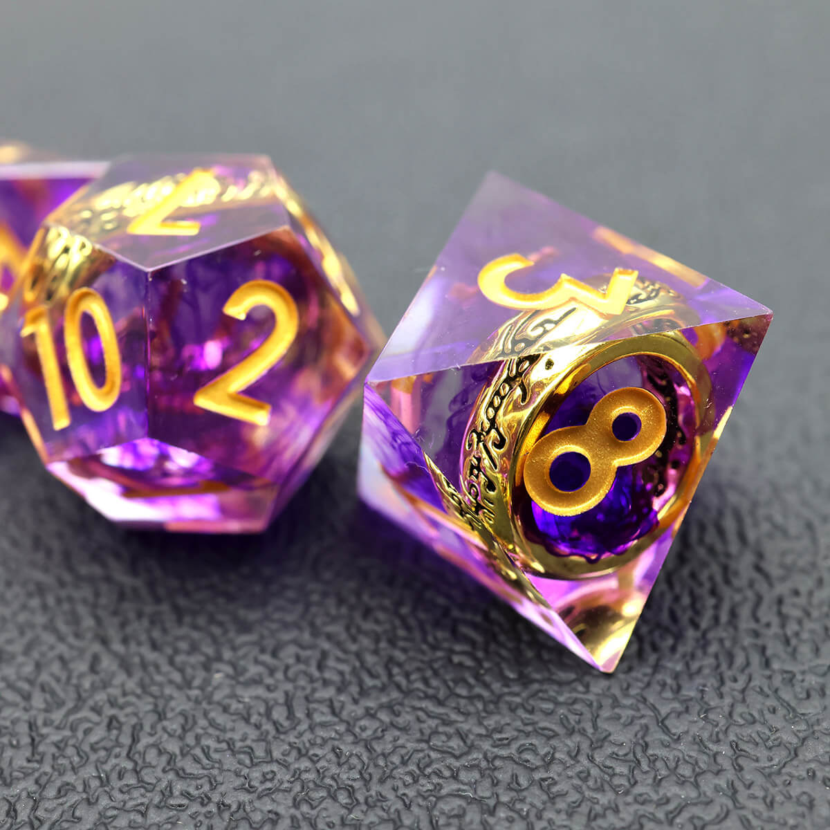 7-Piece Purple Magic Ring Sharp Edge DND Dice Set | Dice of Dragons
