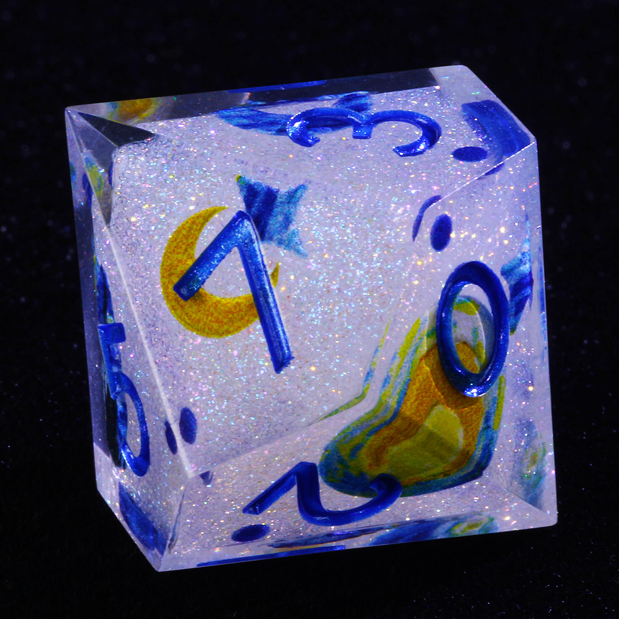 7 Piece Resin Polyhedral D and D Dice Set Shiny the Starry Night-van Gogh - Dice of Dragons