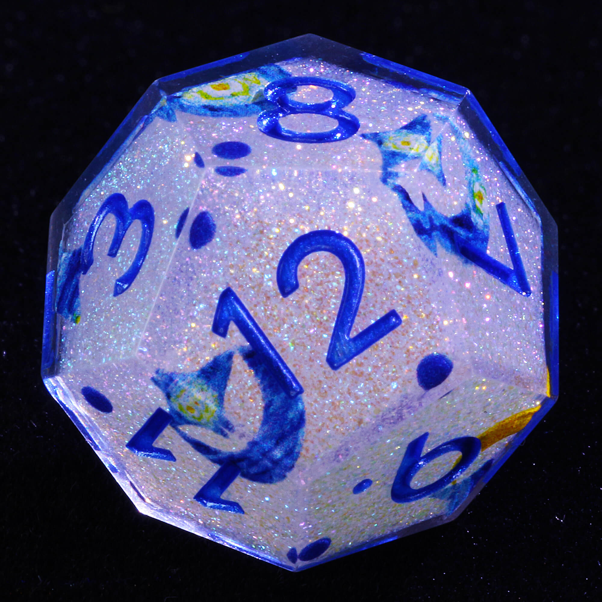 7 Piece Resin Polyhedral D and D Dice Set Shiny the Starry Night-van Gogh - Dice of Dragons