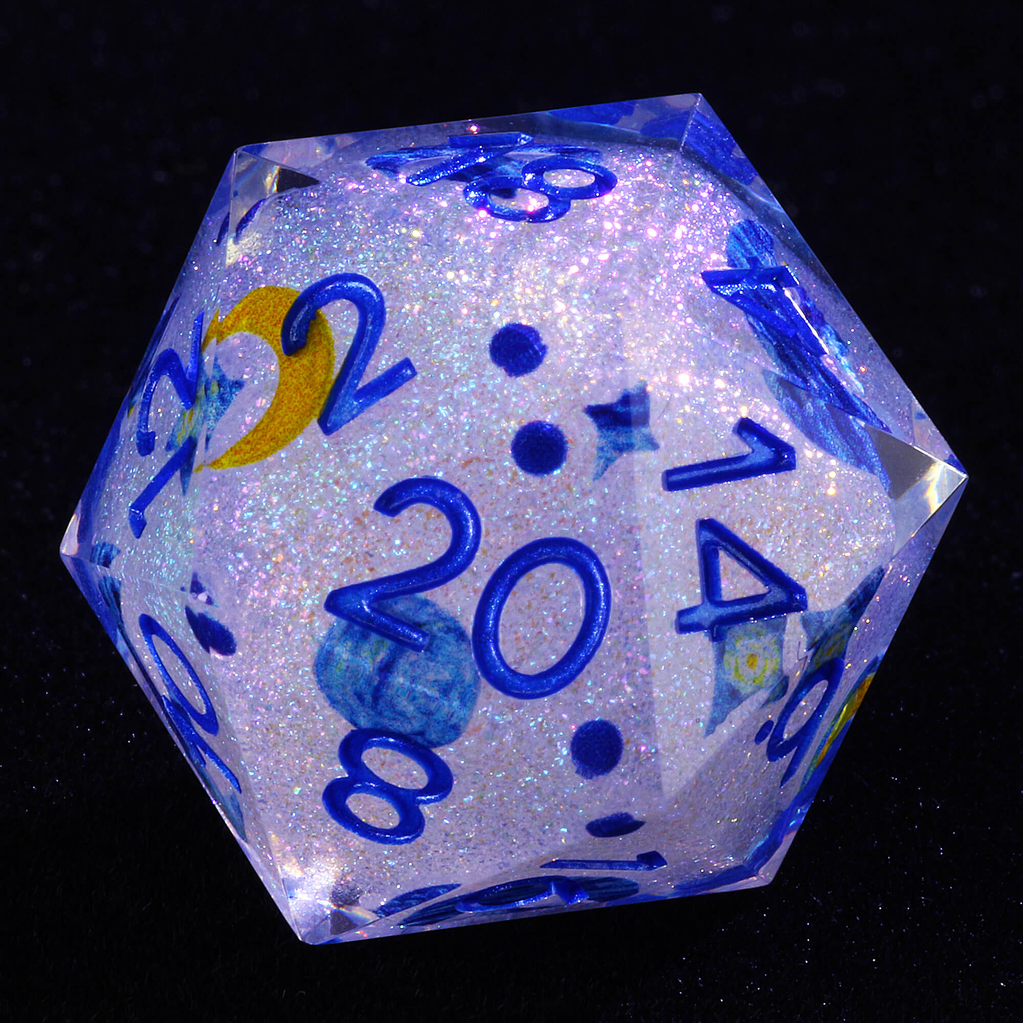 7 Piece Resin Polyhedral D and D Dice Set Shiny the Starry Night-van Gogh - Dice of Dragons