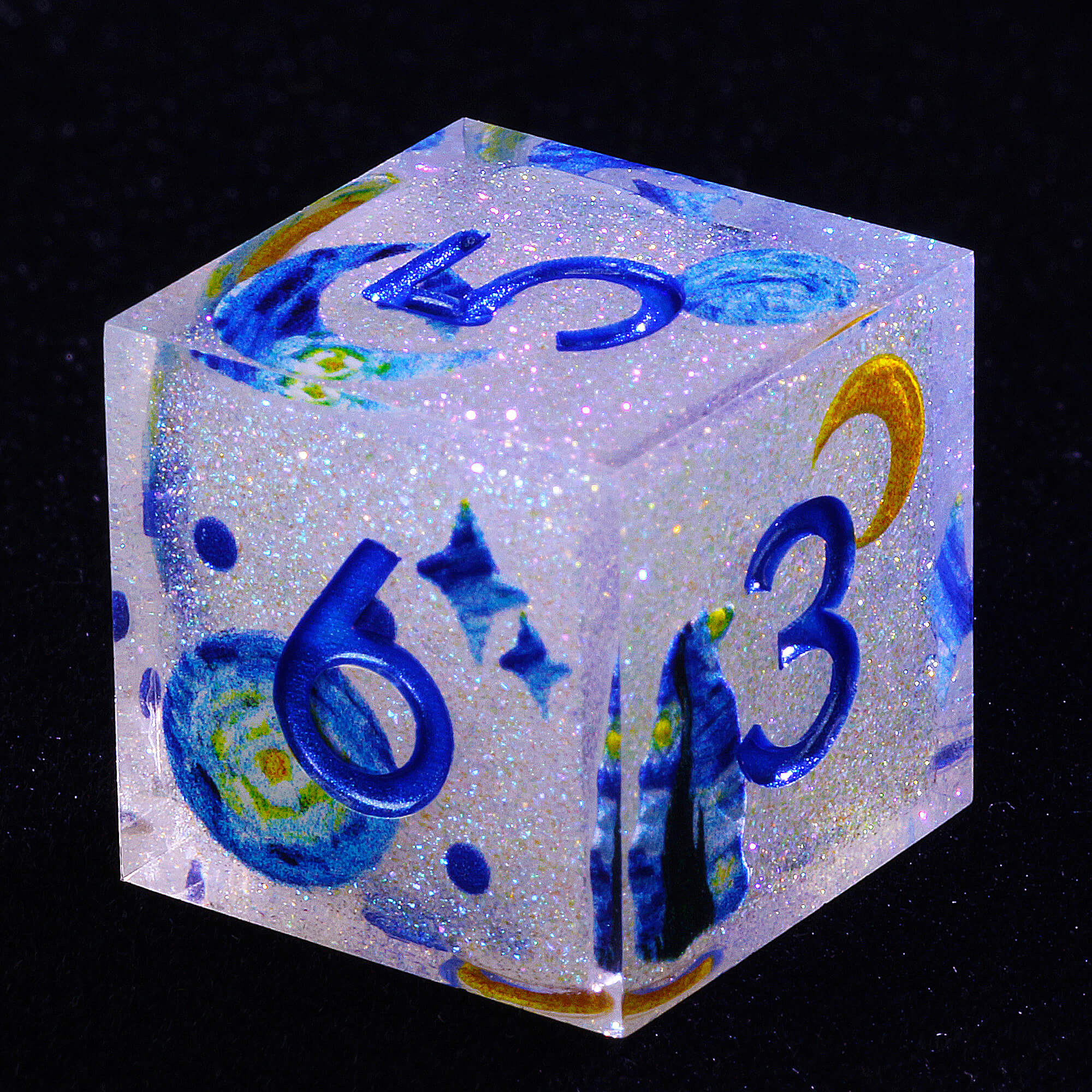 7 Piece Resin Polyhedral D and D Dice Set Shiny the Starry Night-van Gogh - Dice of Dragons