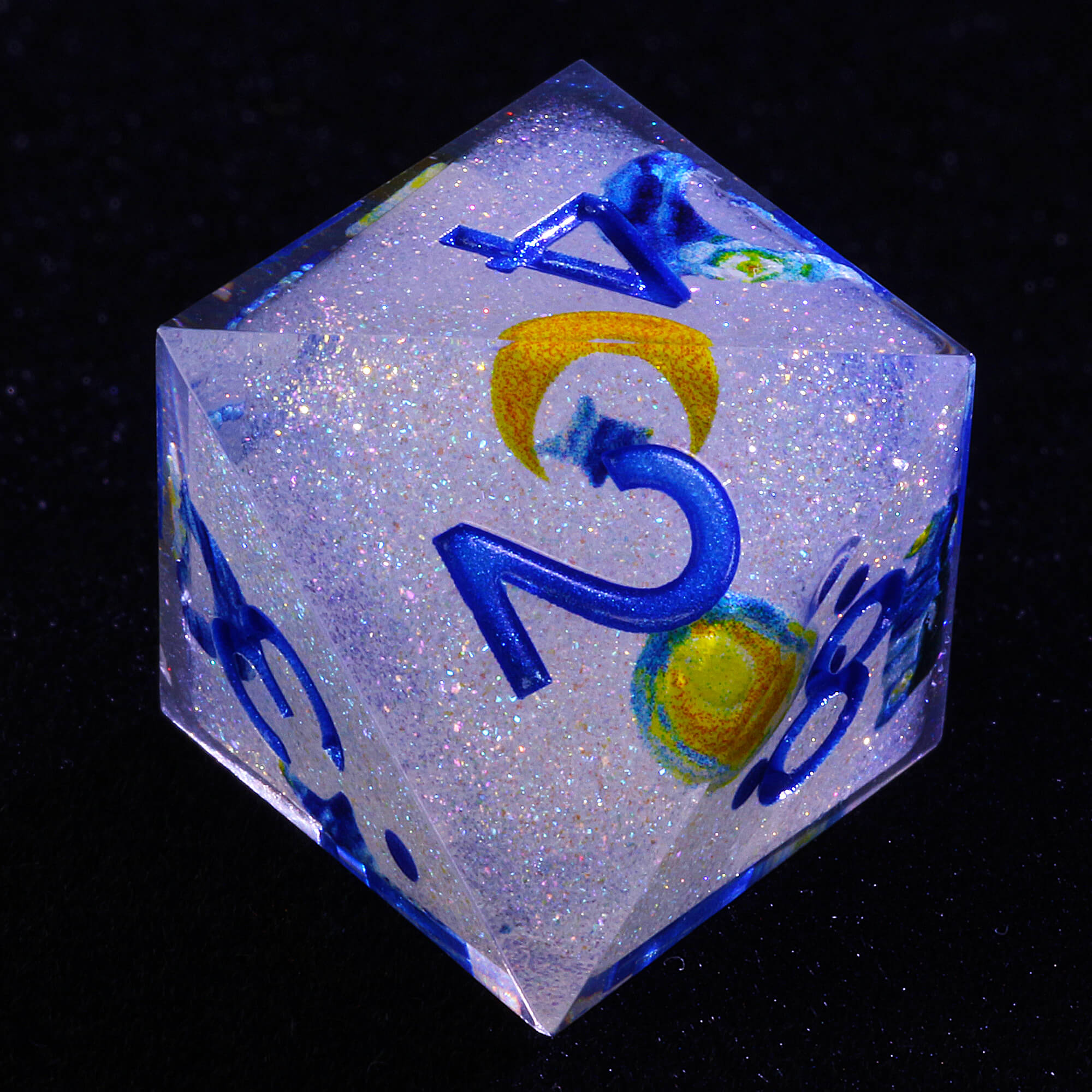 7 Piece Resin Polyhedral D and D Dice Set Shiny the Starry Night-van Gogh - Dice of Dragons