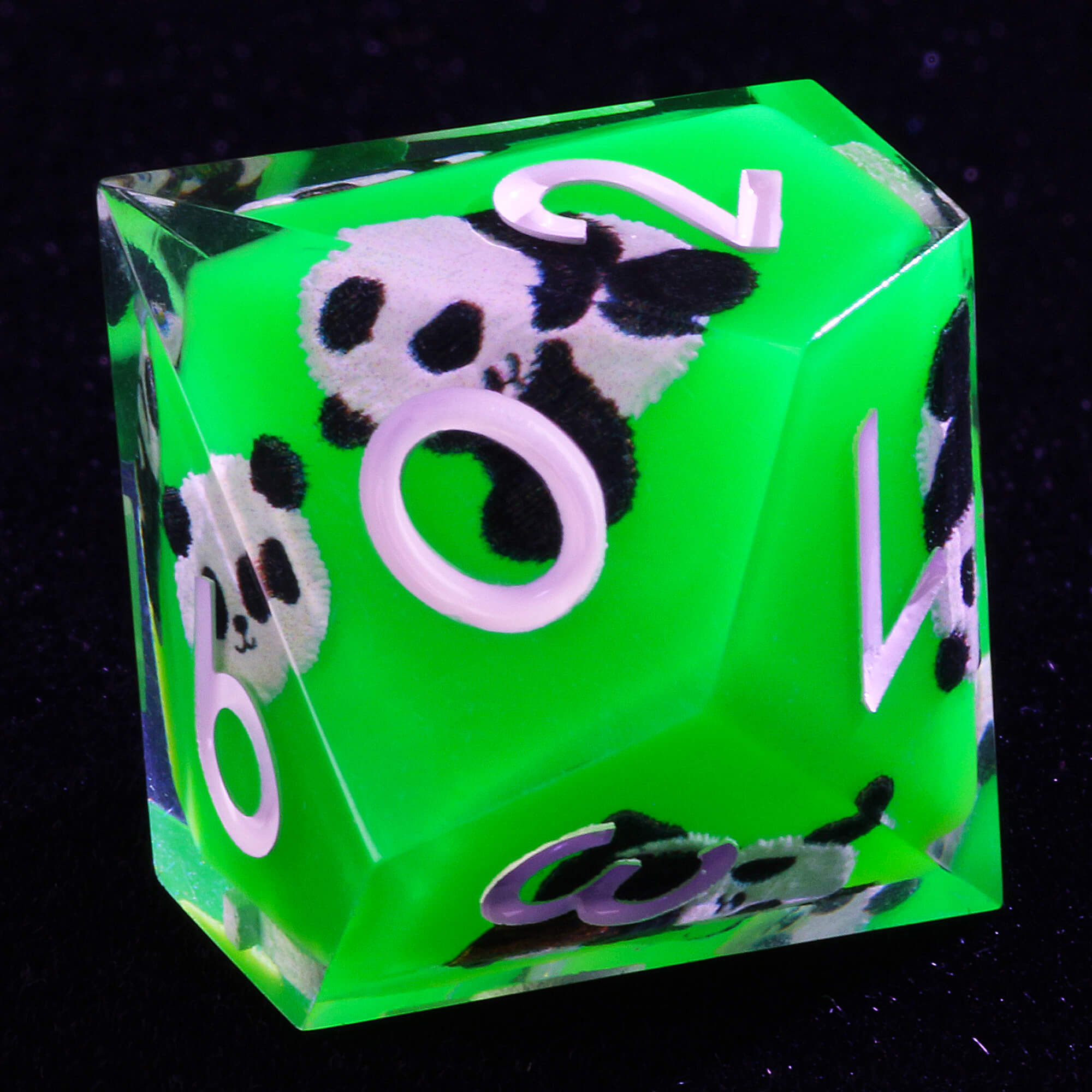 7 Piece Resin Polyhedral Dice Sets DD Panda Green - Dice of Dragons