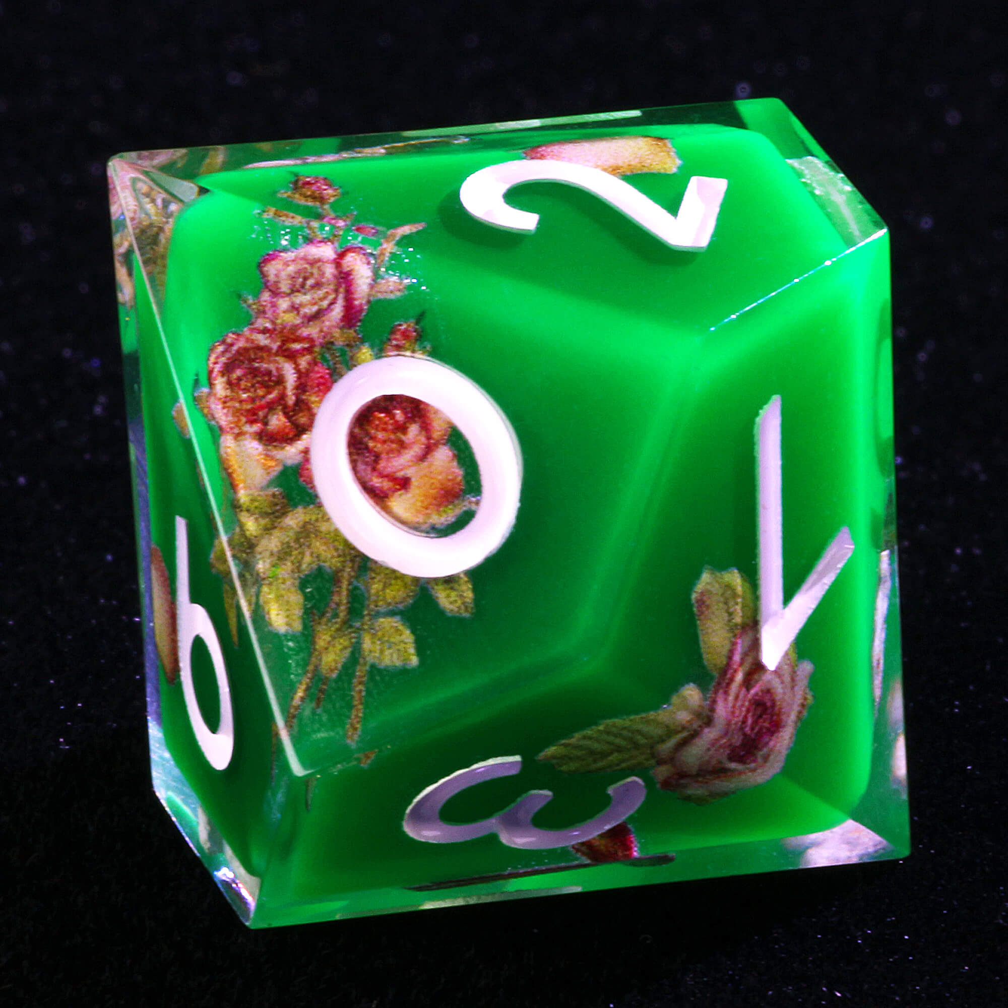 7 Piece Resin Polyhedral Dice Sets D&D Flower Green - Dice of Dragons