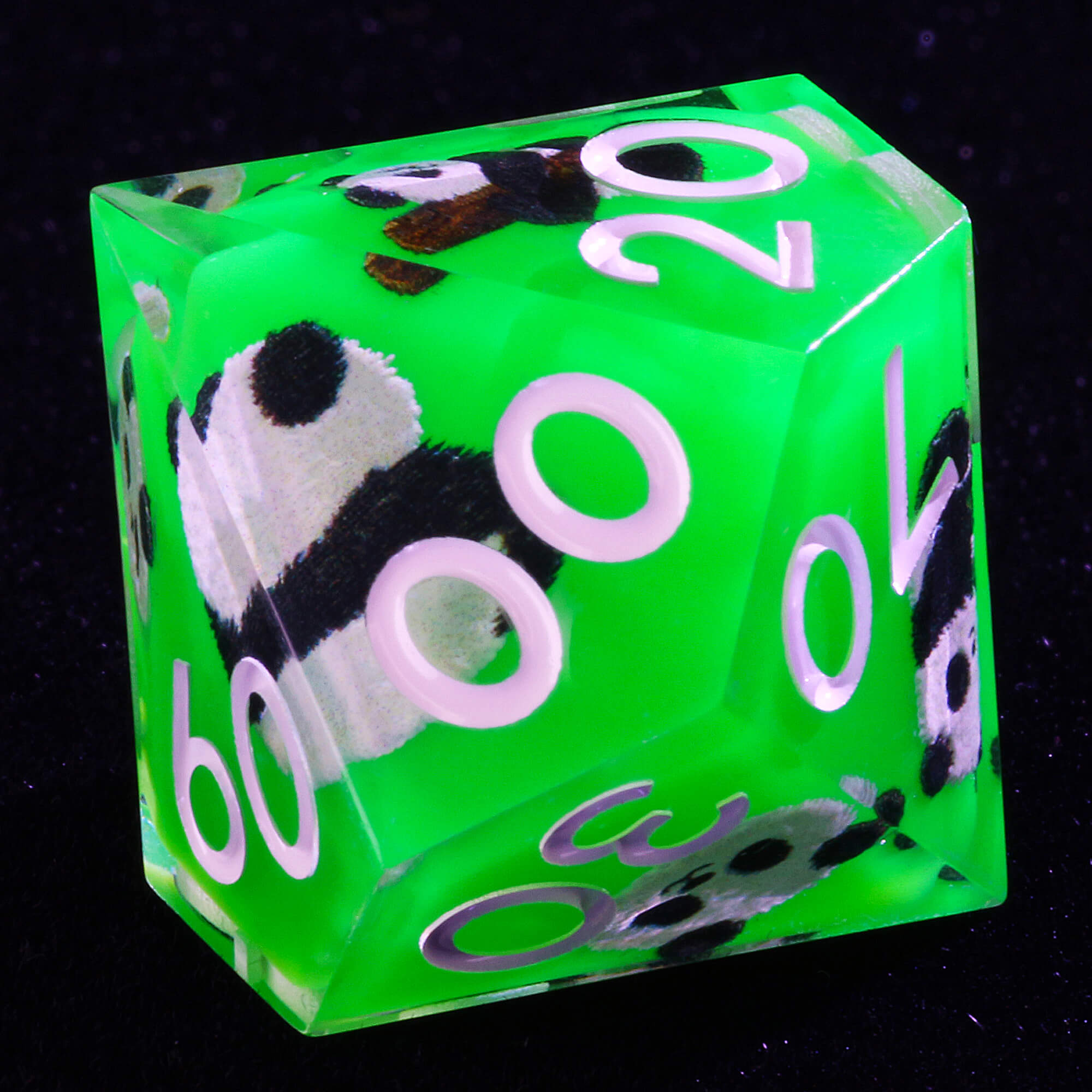 7 Piece Resin Polyhedral Dice Sets DD Panda Green - Dice of Dragons