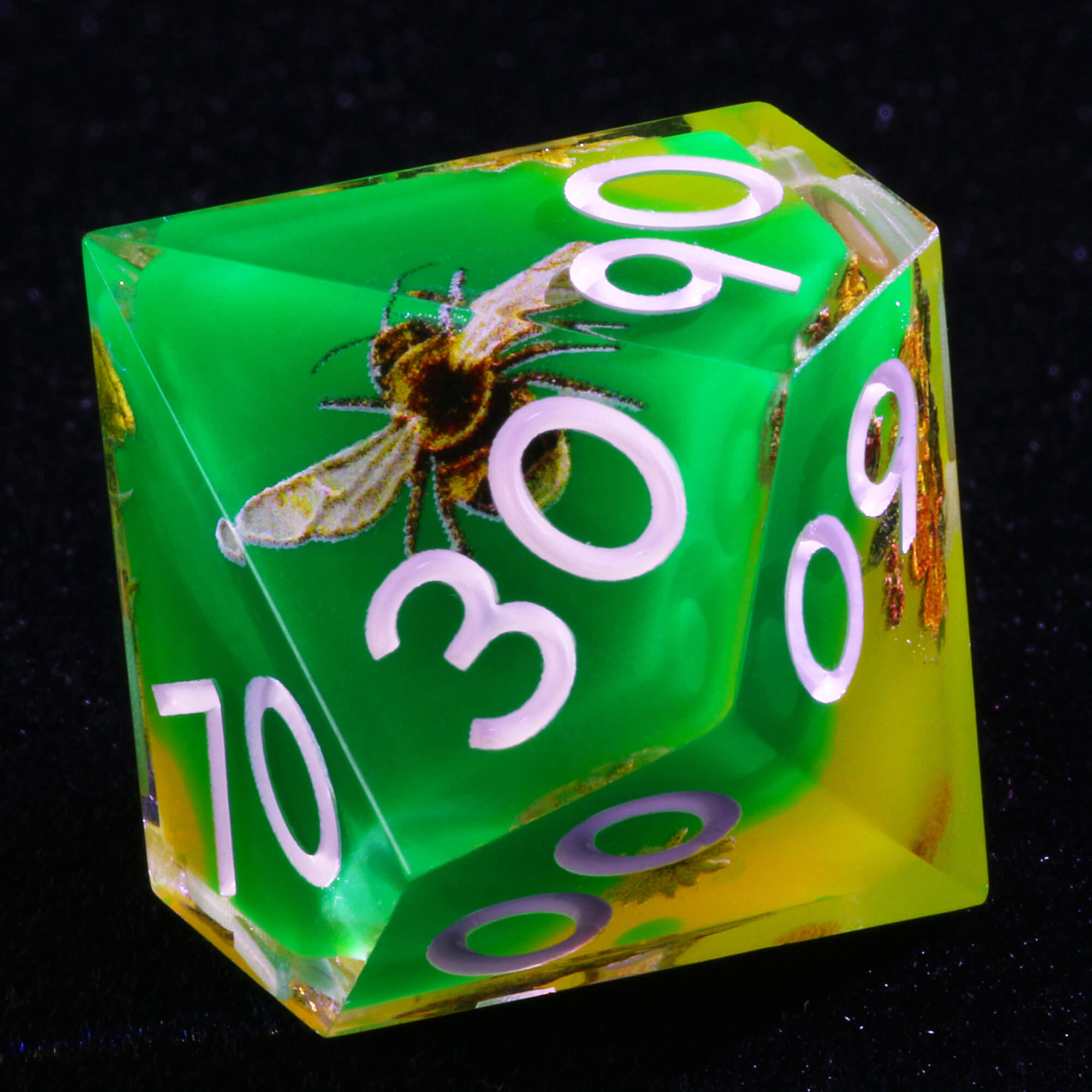 7 Piece Resin Polyhedral Dice Set D&D Bee Green - Dice of Dragons