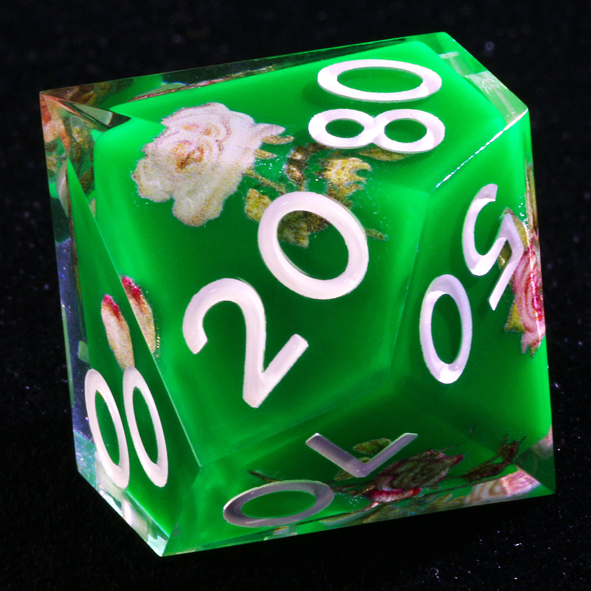 7 Piece Resin Polyhedral Dice Sets D&D Flower Green - Dice of Dragons