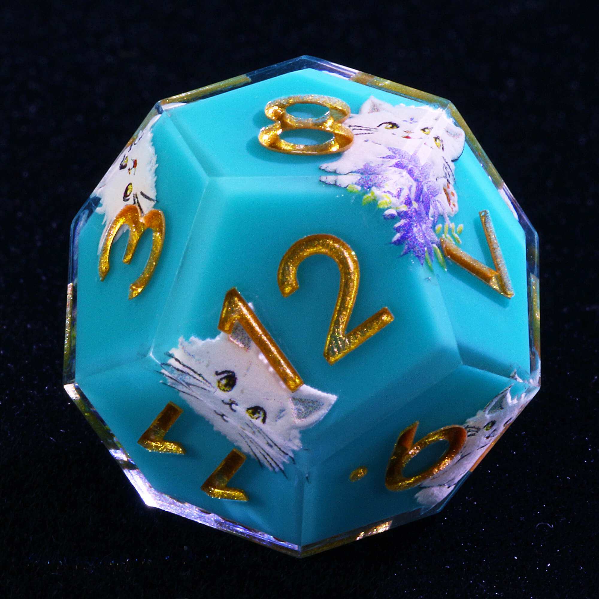 7 Piece Resin Polyhedral Dice Sets D and D Kitty Blue - Dice of Dragons