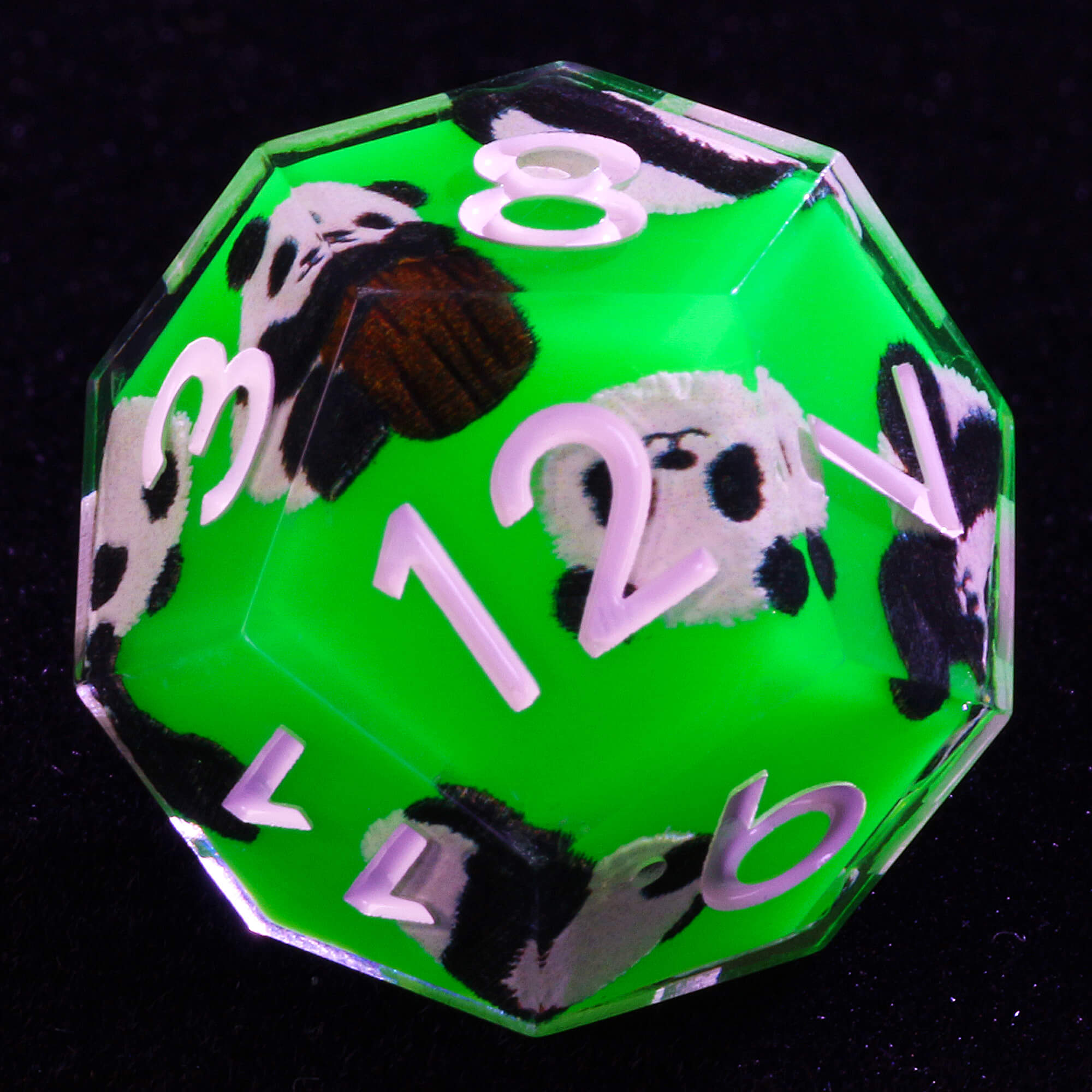 7 Piece Resin Polyhedral Dice Sets DD Panda Green - Dice of Dragons