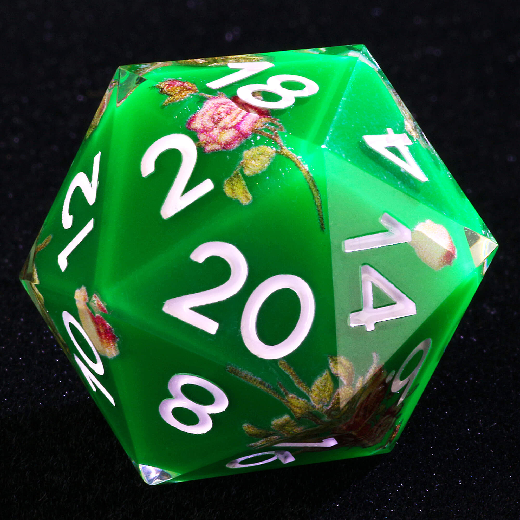 7 Piece Resin Polyhedral Dice Sets D&D Flower Green - Dice of Dragons