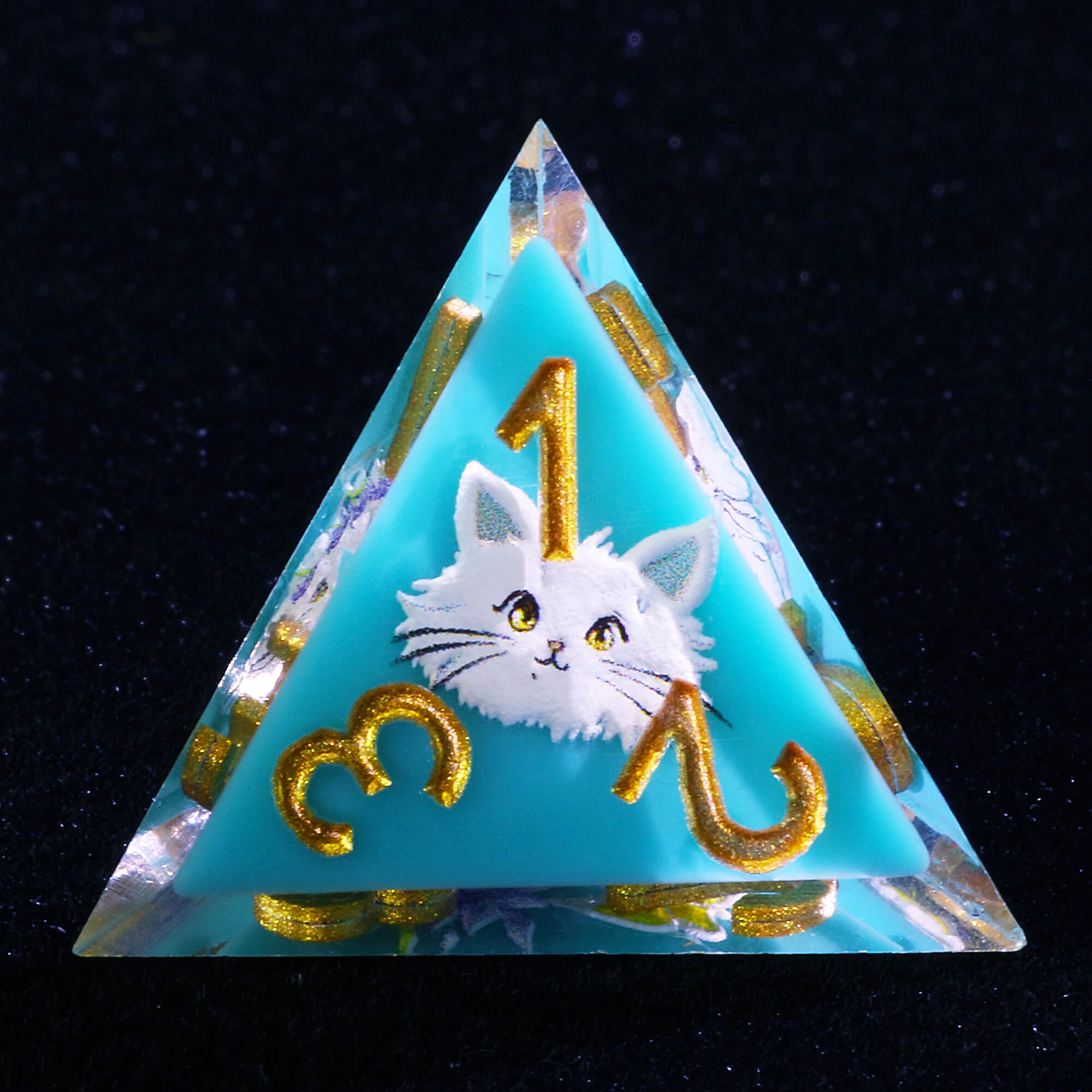 7 Piece Resin Polyhedral Dice Sets D and D Kitty Blue - Dice of Dragons