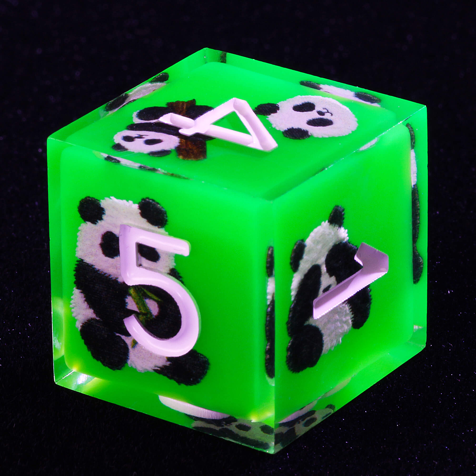 7 Piece Resin Polyhedral Dice Sets DD Panda Green - Dice of Dragons