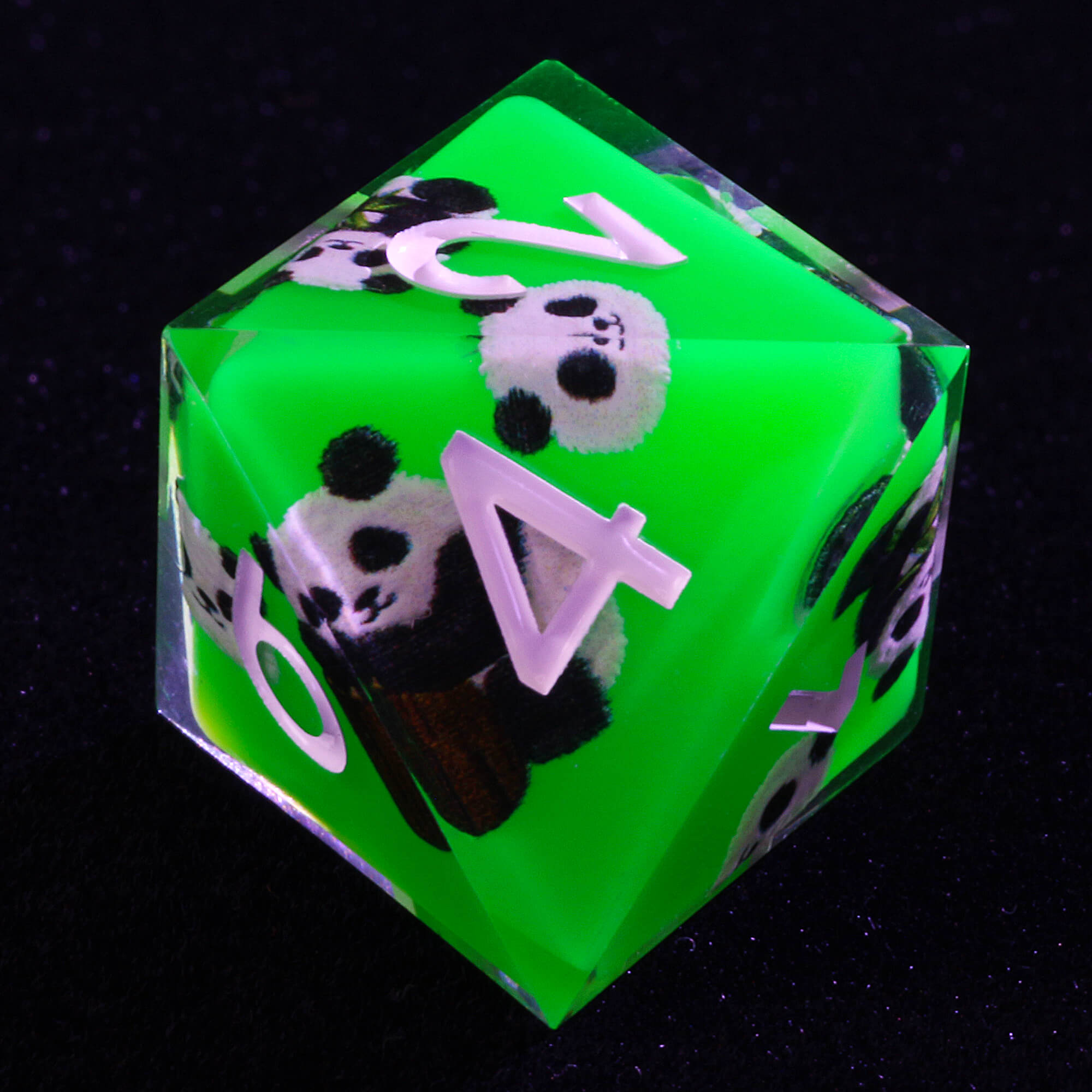 7 Piece Resin Polyhedral Dice Sets DD Panda Green - Dice of Dragons