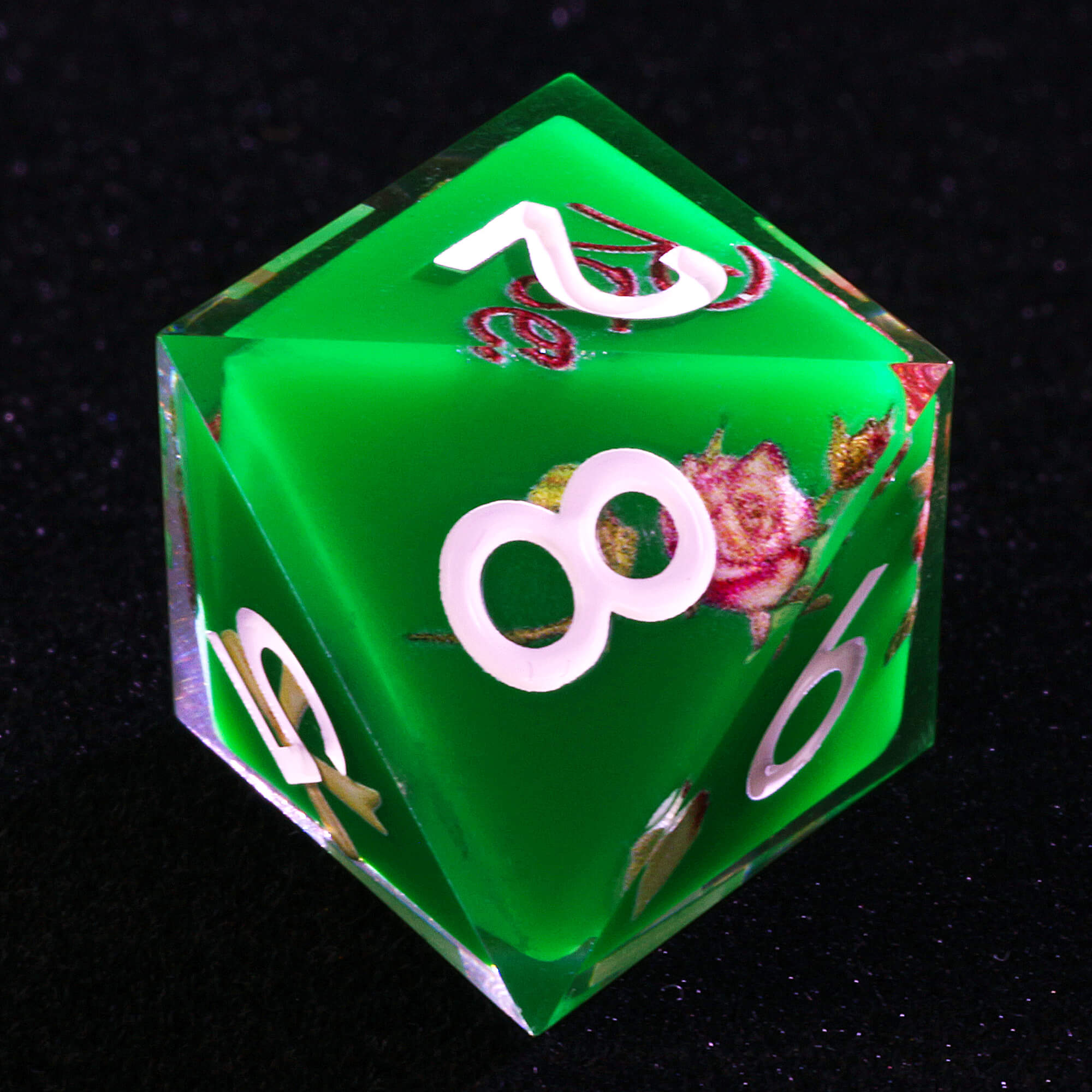 7 Piece Resin Polyhedral Dice Sets D&D Flower Green - Dice of Dragons