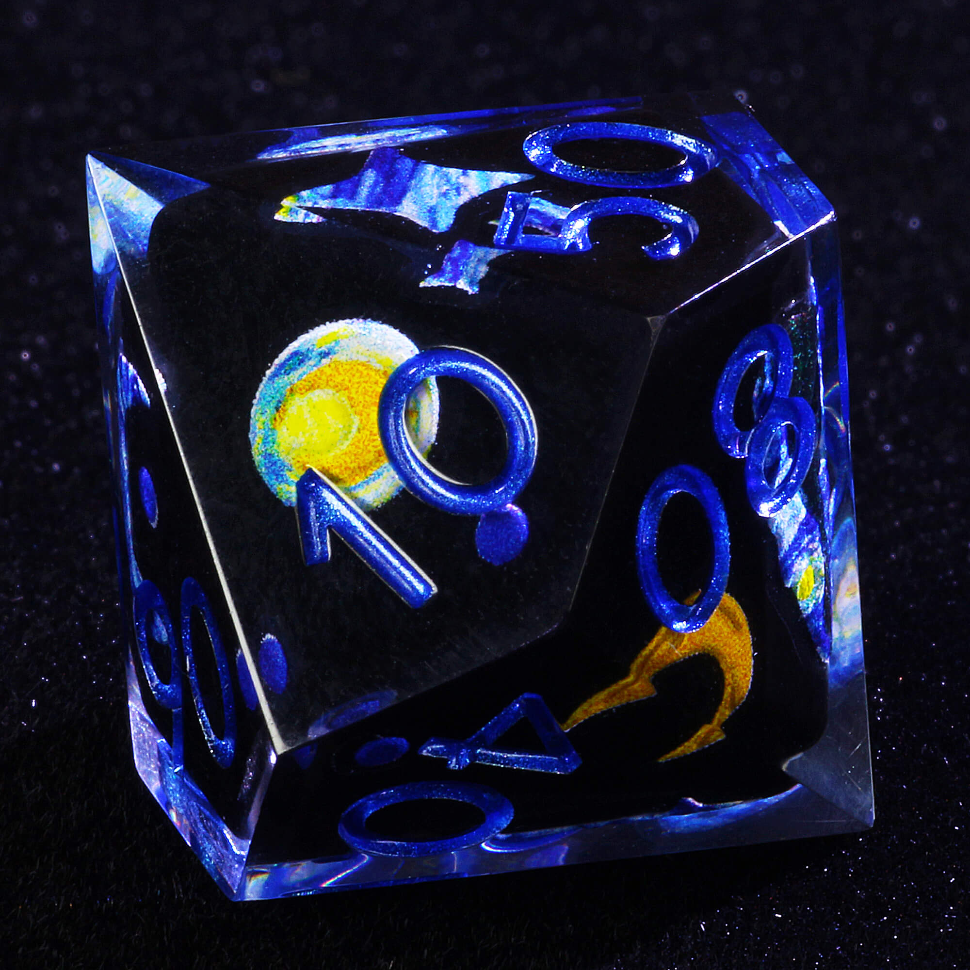 7 Piece Resin Polyhedral DD Dice Set the Starry Night-van Gogh Black - Dice of Dragons